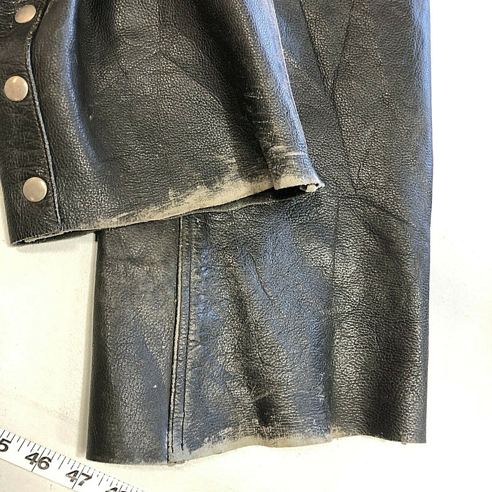 Motorcycle Chaps Leather Black Size Medium Riding Biker 90s