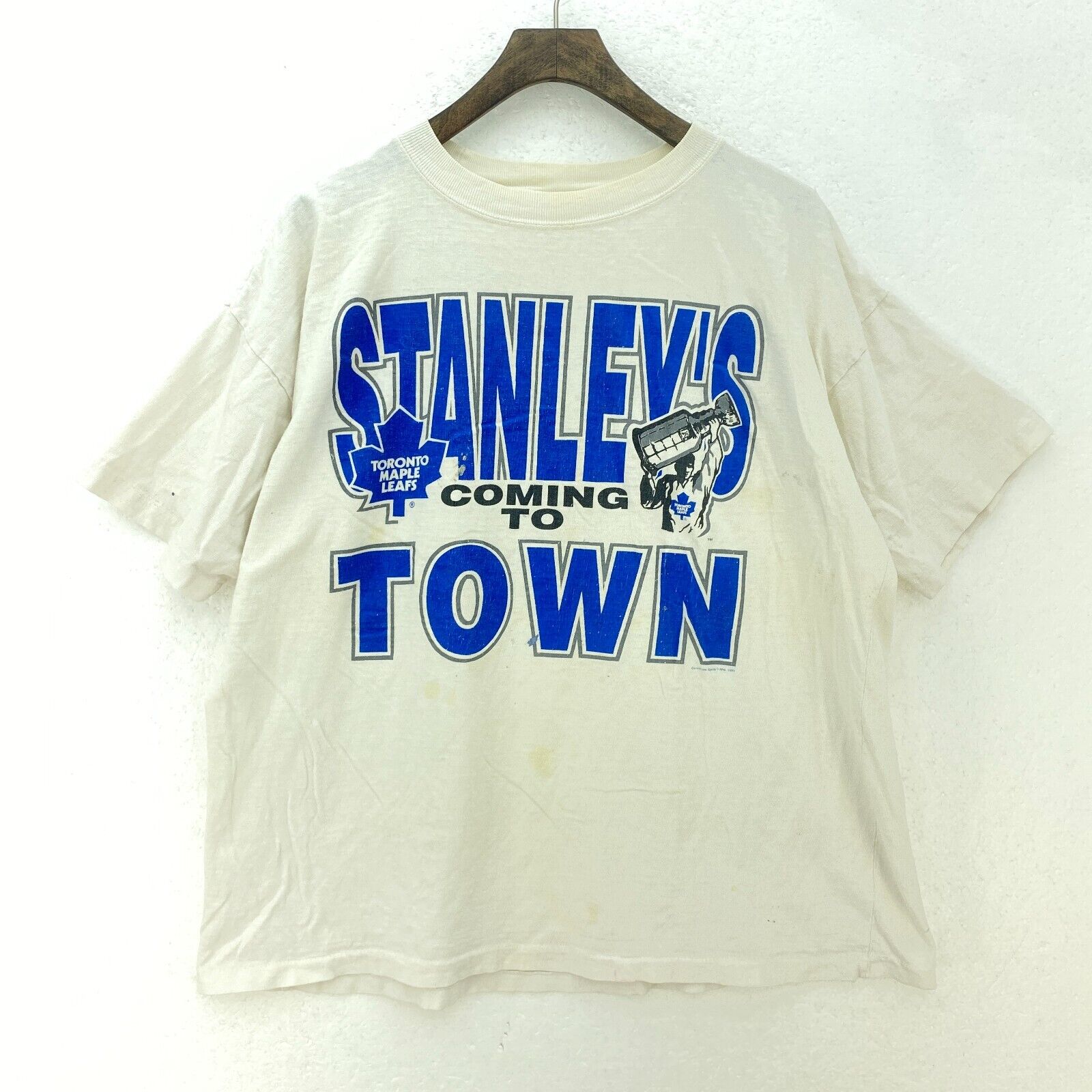 Toronto Maple Leafs Stanley's Coming To Town White T-shirt NHL Size L