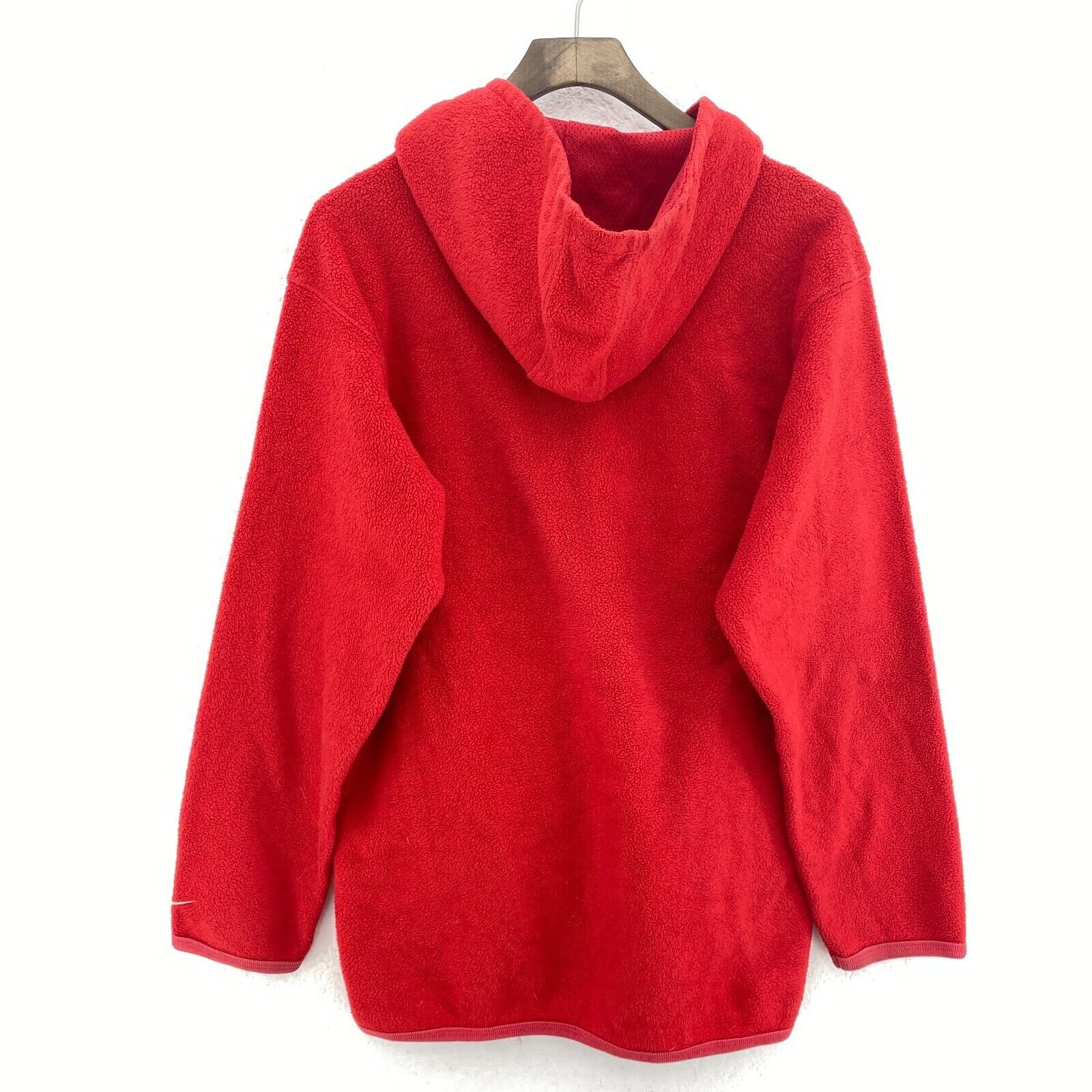 Vintage Nike Logo Spell Out Fleece Red Hoodie Size L