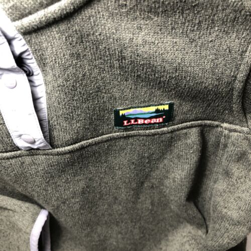 L.L.Bean Green Snap-T Sweater Pullover Fleece Lined Size S