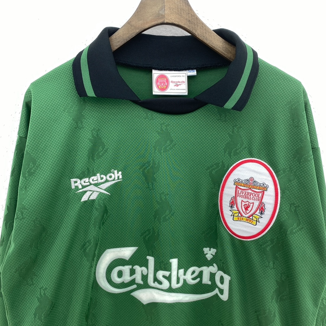 Vintage Liverpool Reebok Football Green Jersey Size S