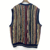 Conte Di Milano 3D Jacquard Knit Brown Vest Cardigan Size XL