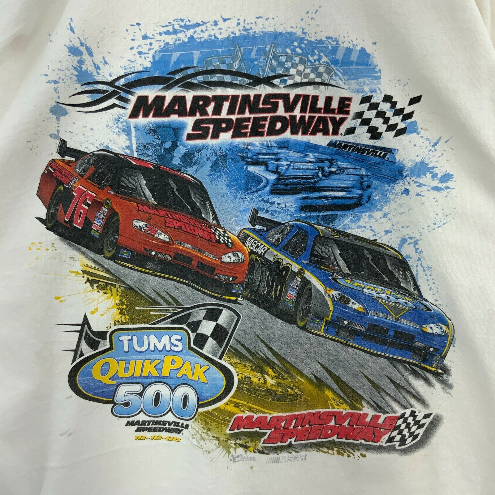 Chase Nascar Martinsville Speedway White Vintage T-shirt Size XXL Racing