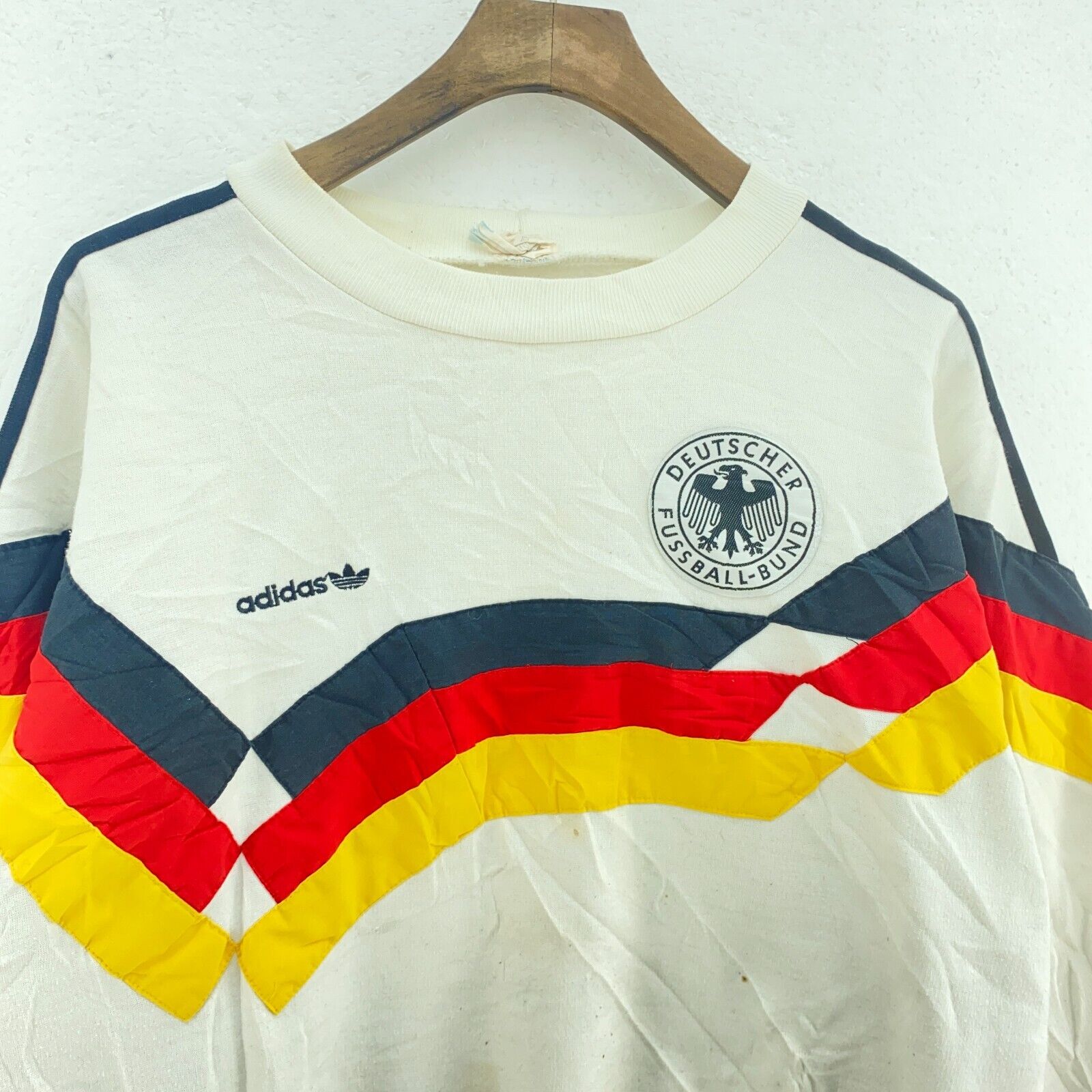 Adidas 3 Stripes Deutscher Fussball-Bund German Football White Sweatshirt Size M