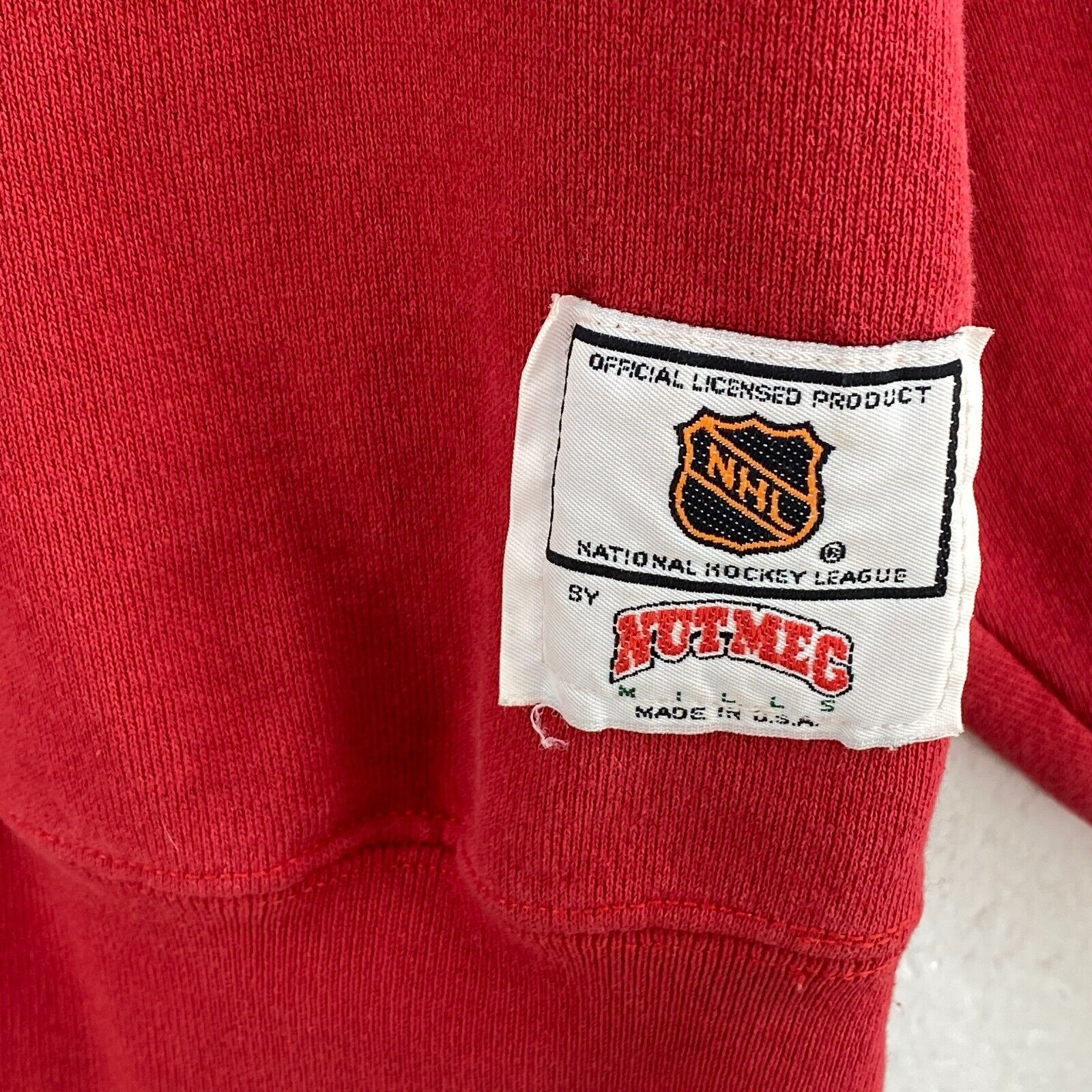 Vintage Chicago Blackhawks Nutmeg 1989 Red Sweatshirt Size XL