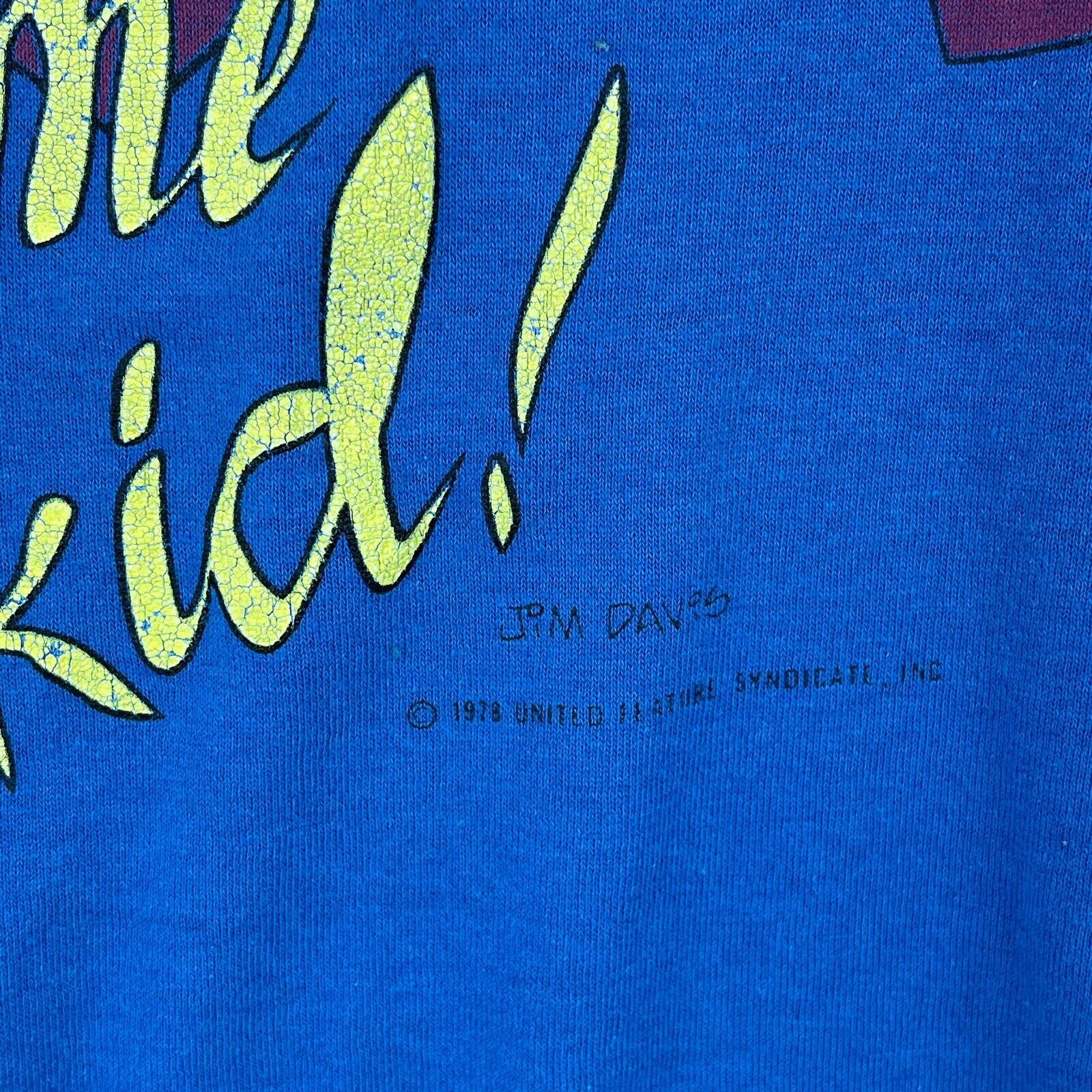 Vintage Just You And Me Garfield Blue T-shirt Size M Single Stitch