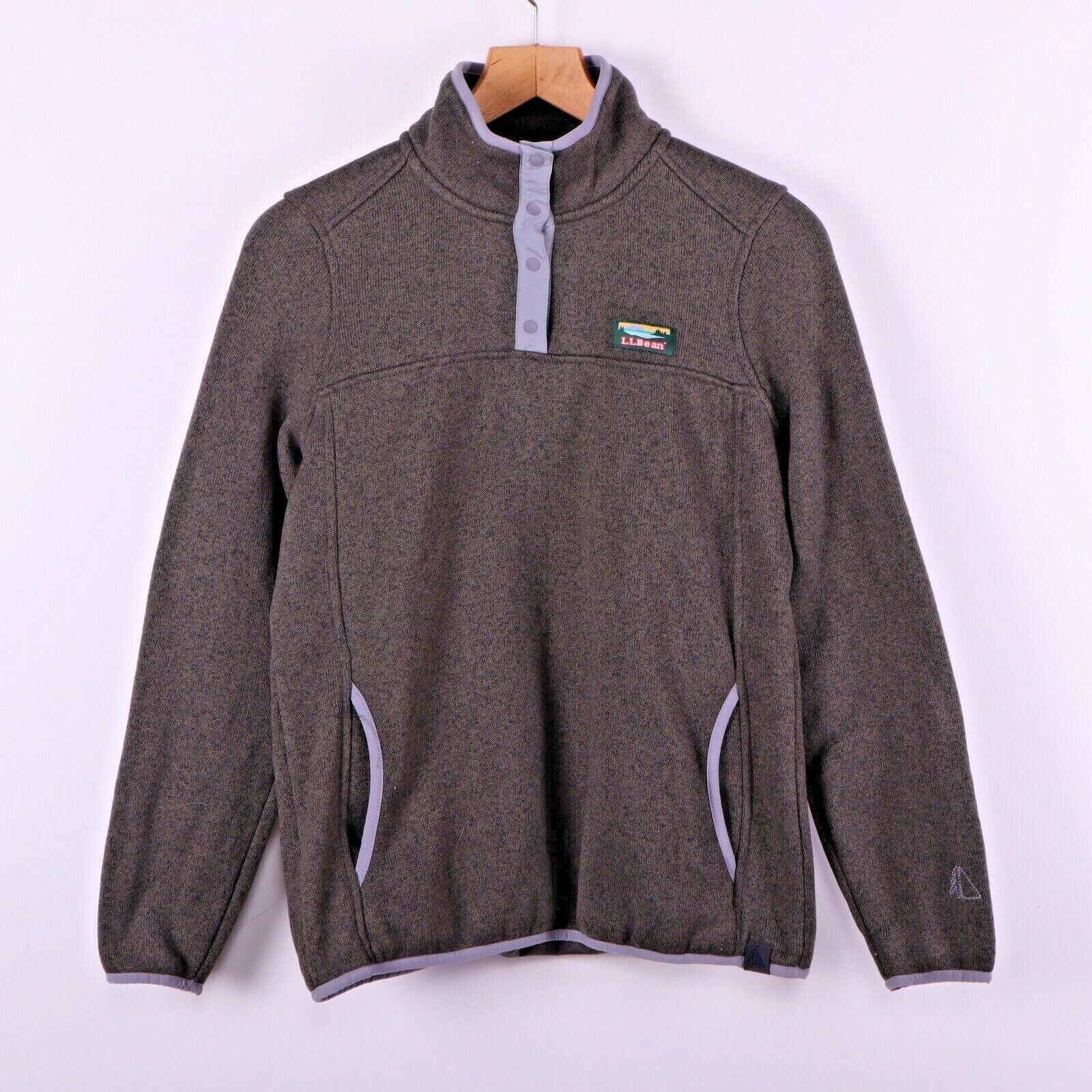 L.L.Bean Green Snap-T Sweater Pullover Fleece Lined Size S