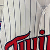 Pinstripe V Neck Button Up Minnesota Twins Jason Kubel 16 White Jersey Size L