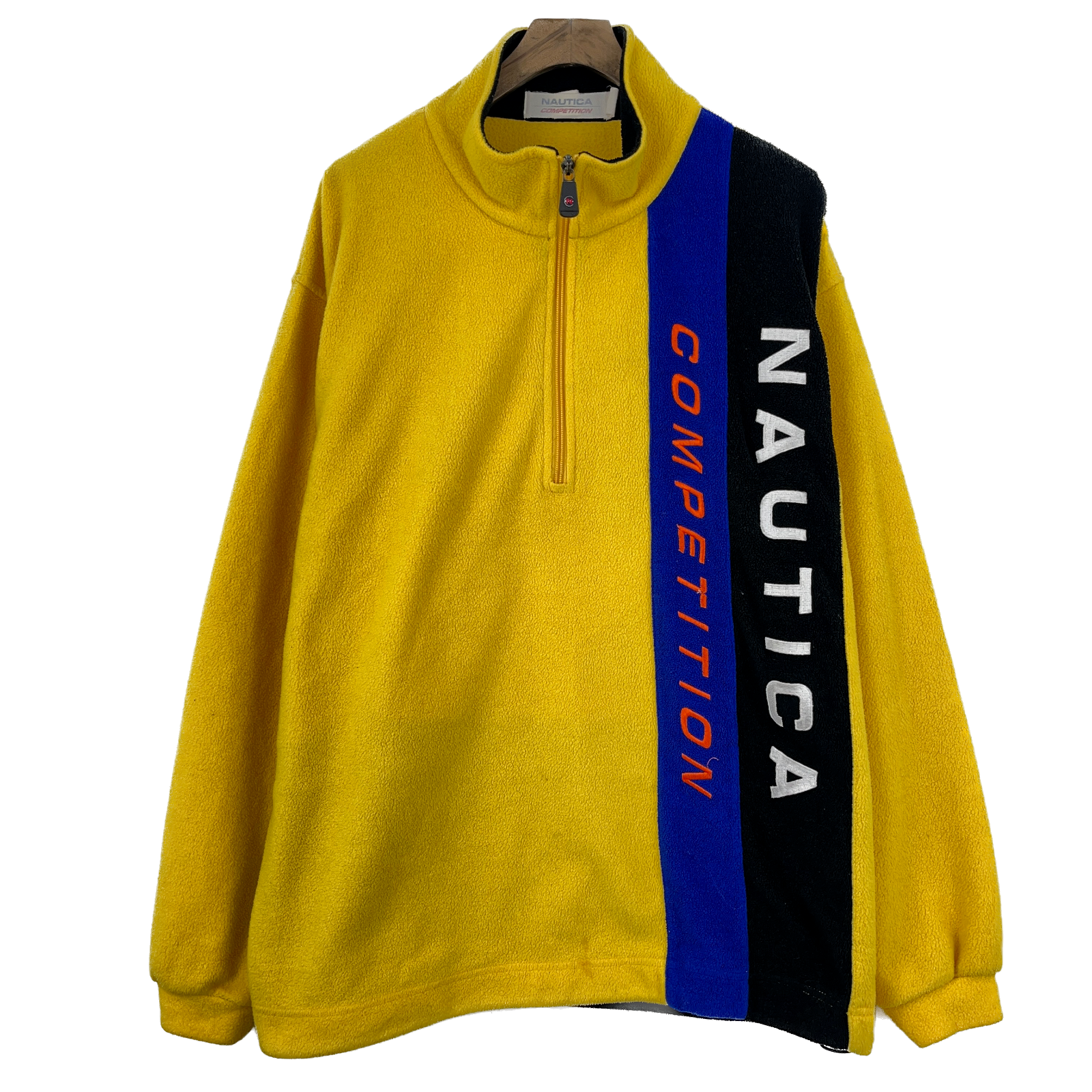 Vintage Nautica Competition Quarter Zip Yellow Fleece Jacket Size M
