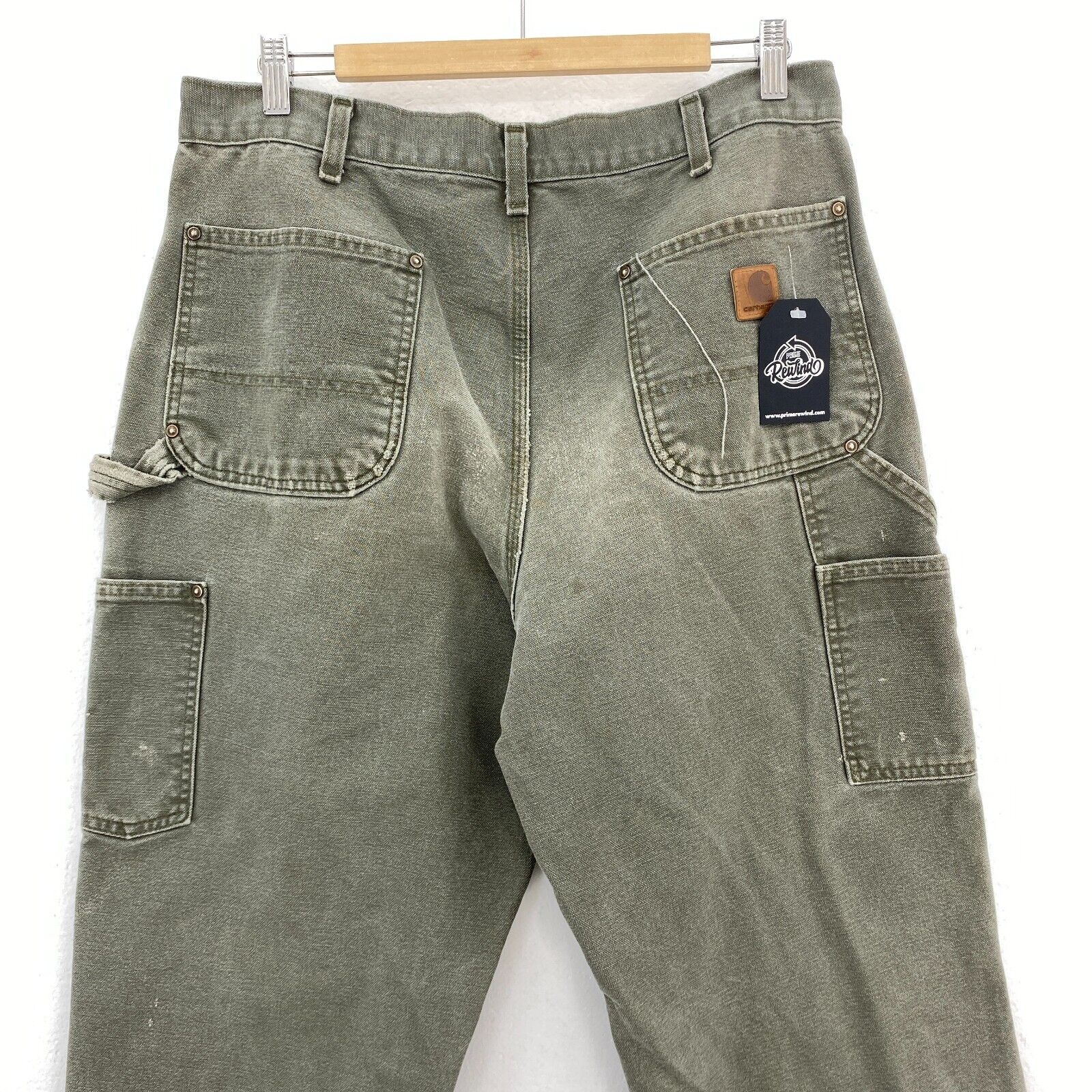 Carhartt Moss Green Workwear Pant Straight Double Knee Size 36 x 32