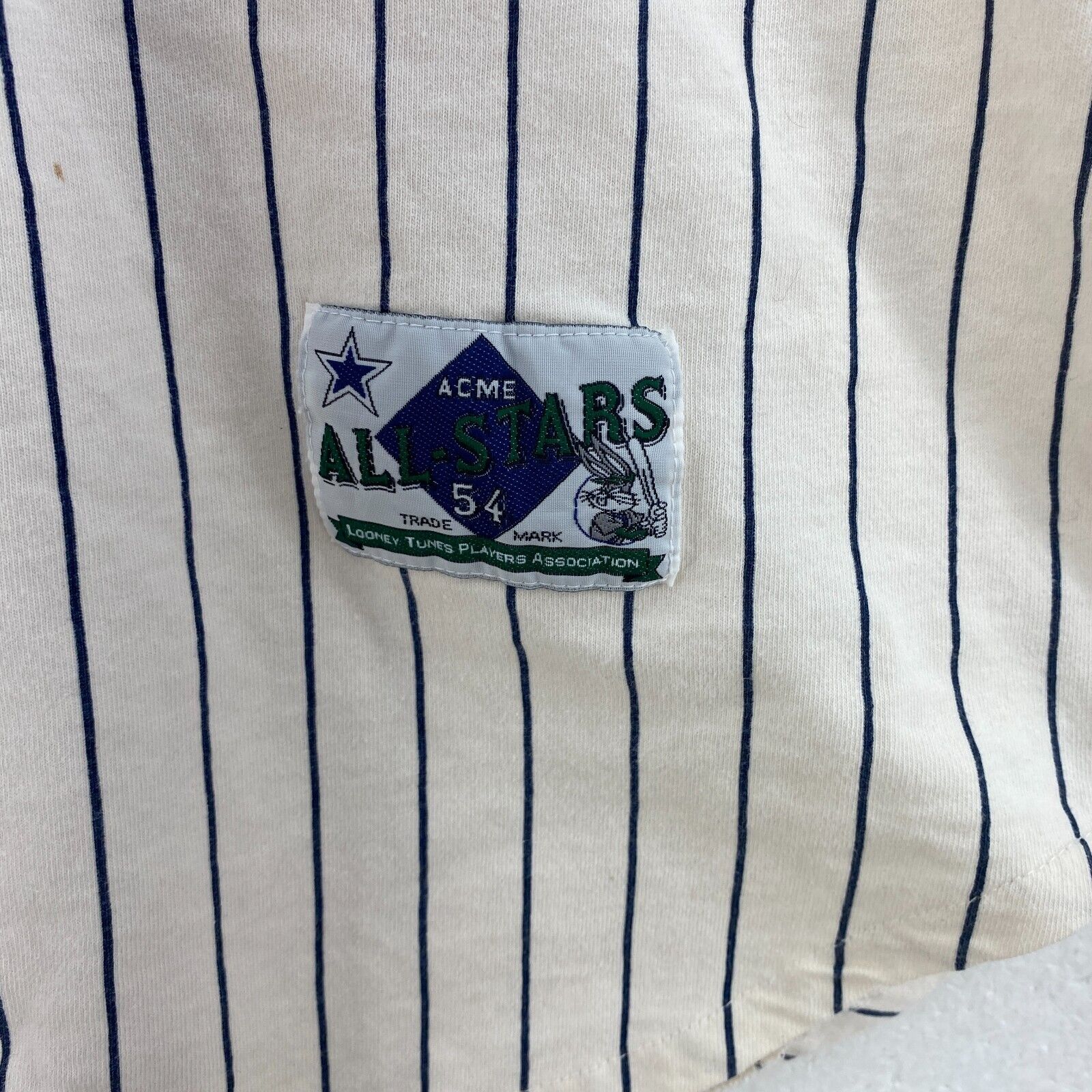 All Stars Bugs Bunny Looney Tunes Pinstripe Button Up White T-shirt Size M