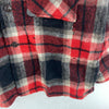 Vintage Red Black Checked Double Pocket Snapped Wool Shirt Jacket Size L
