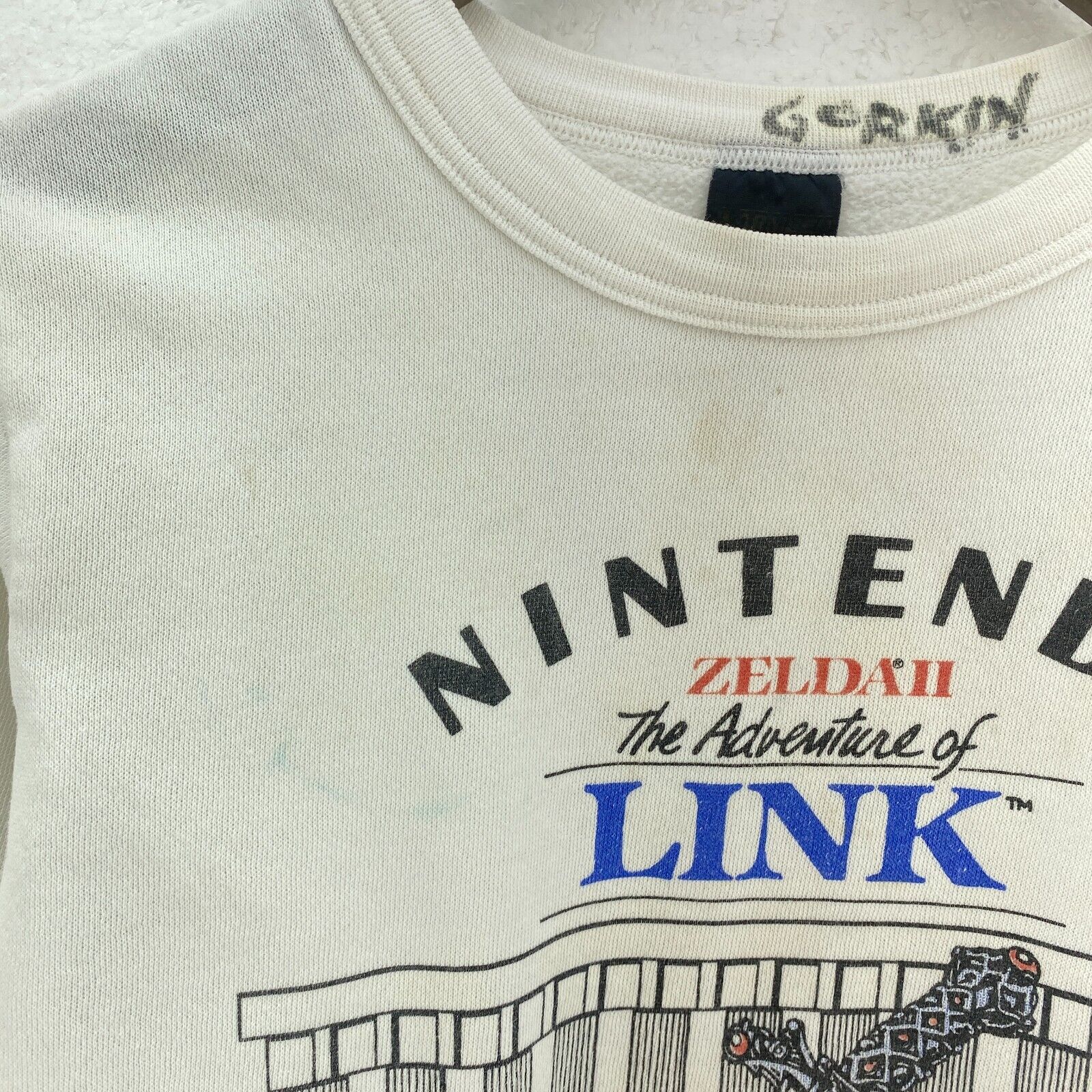 Nintendo The Adventure Of Link 1988 White Sweatshirt Size M Kids