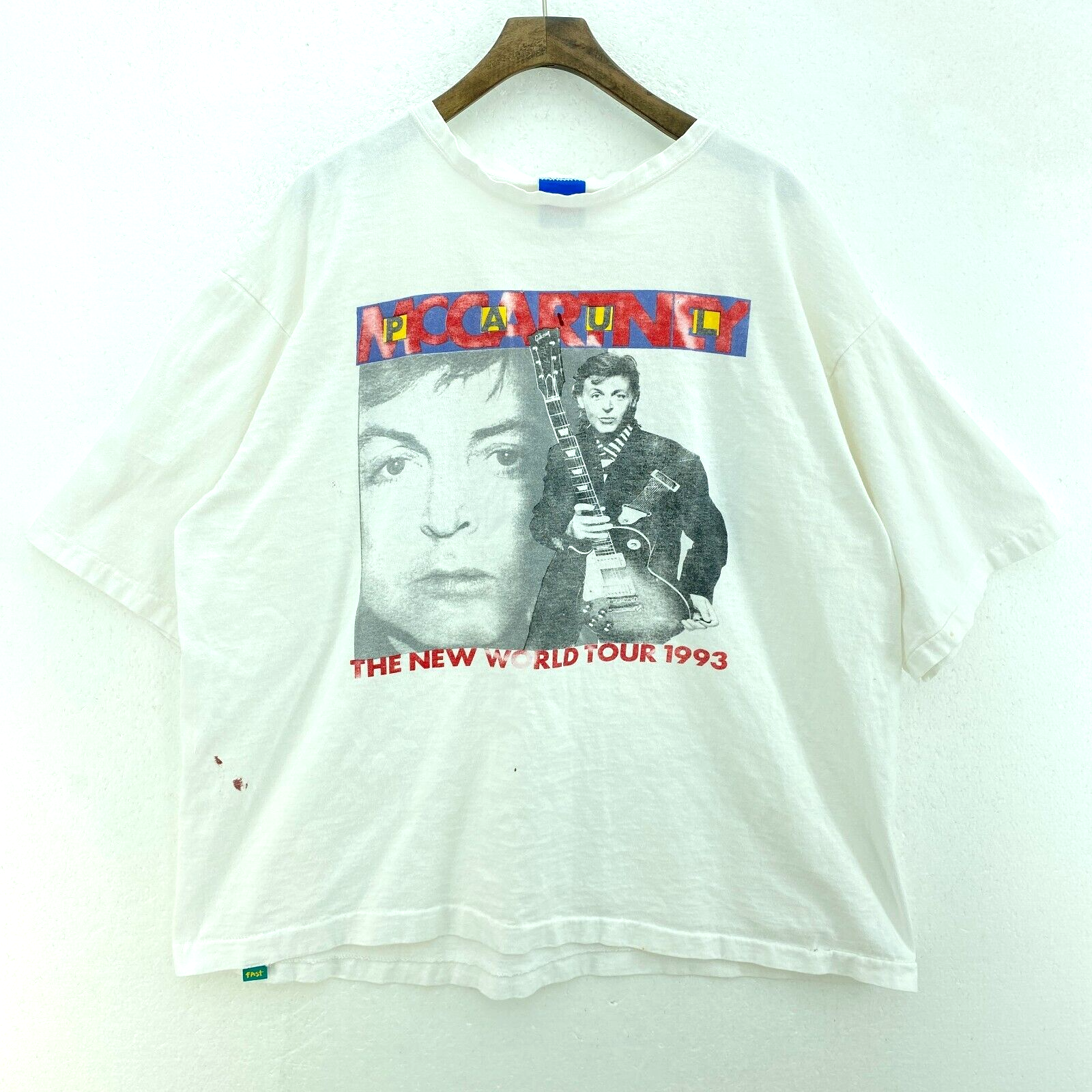 1993 The Beatles Paul McCartney The New World Tour Print White T-shirt Size XL