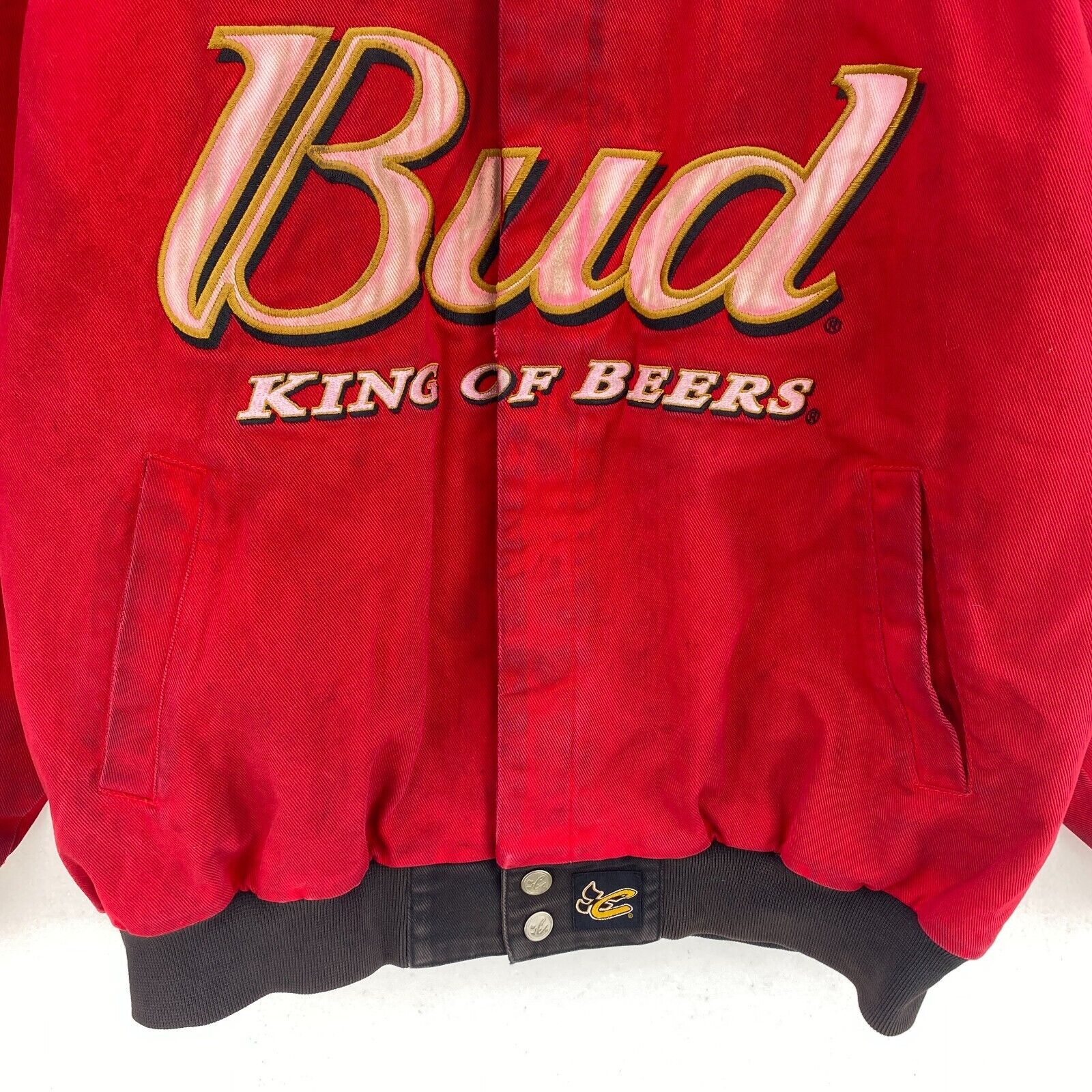 Vintage Chase Athentics Budweiser NASCAR Embroidered Jacket Size L Red