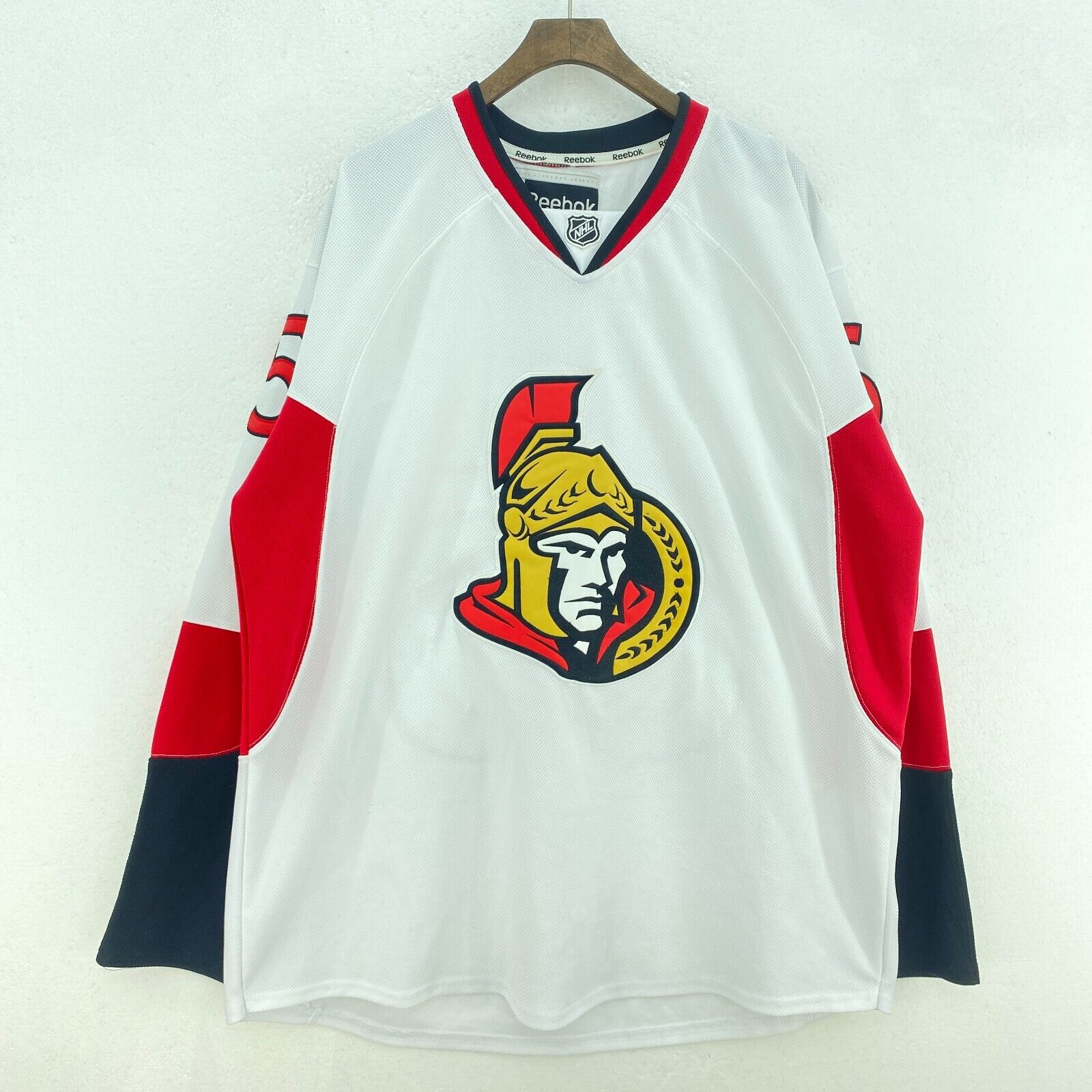 Reebok Ottawa Senators 65 Erik Karlsson NHL White Long Sleeve Jersey Size 56