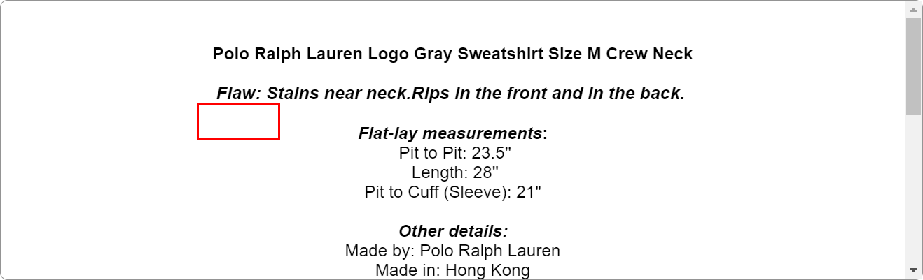 Polo Ralph Lauren Logo Gray Sweatshirt Size M Crew Neck