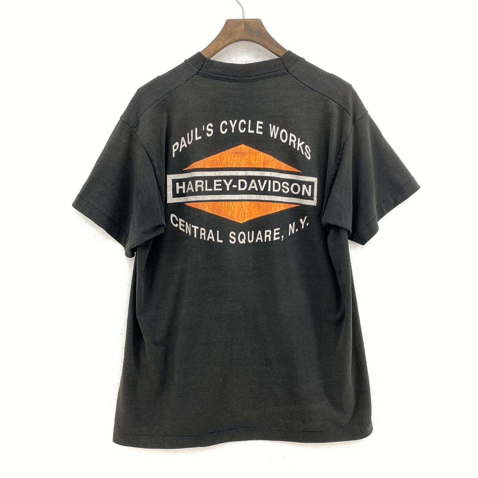 Harley Davidson Motorcycles Logo Black T-shirt Size L Single Stitch