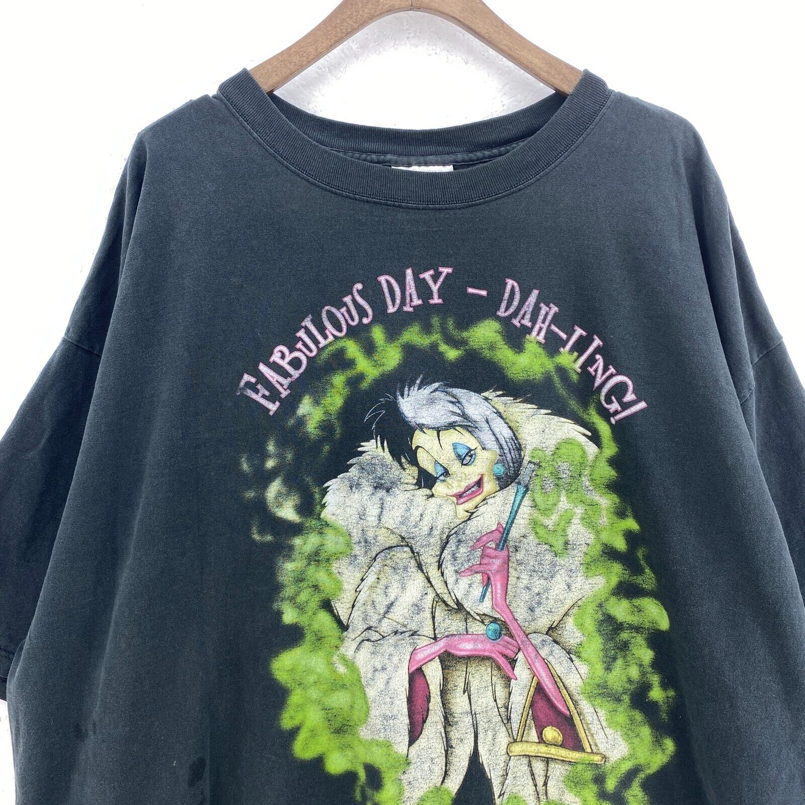Disney Villans Fabulous Day Dahling Cruella Get To Bed Black T-shirt Size XXL