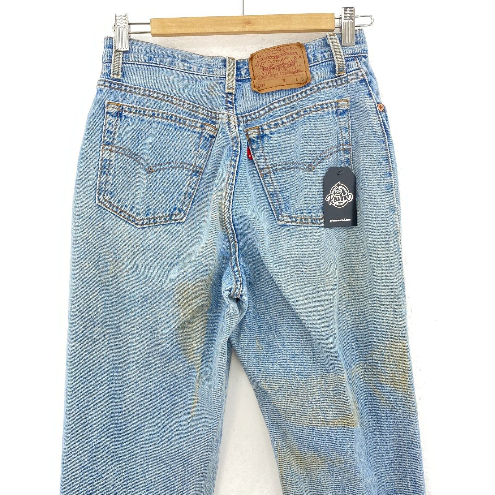 Levi's 501 Light Wash Blue Denim Straight Jeans Size 28 Women's