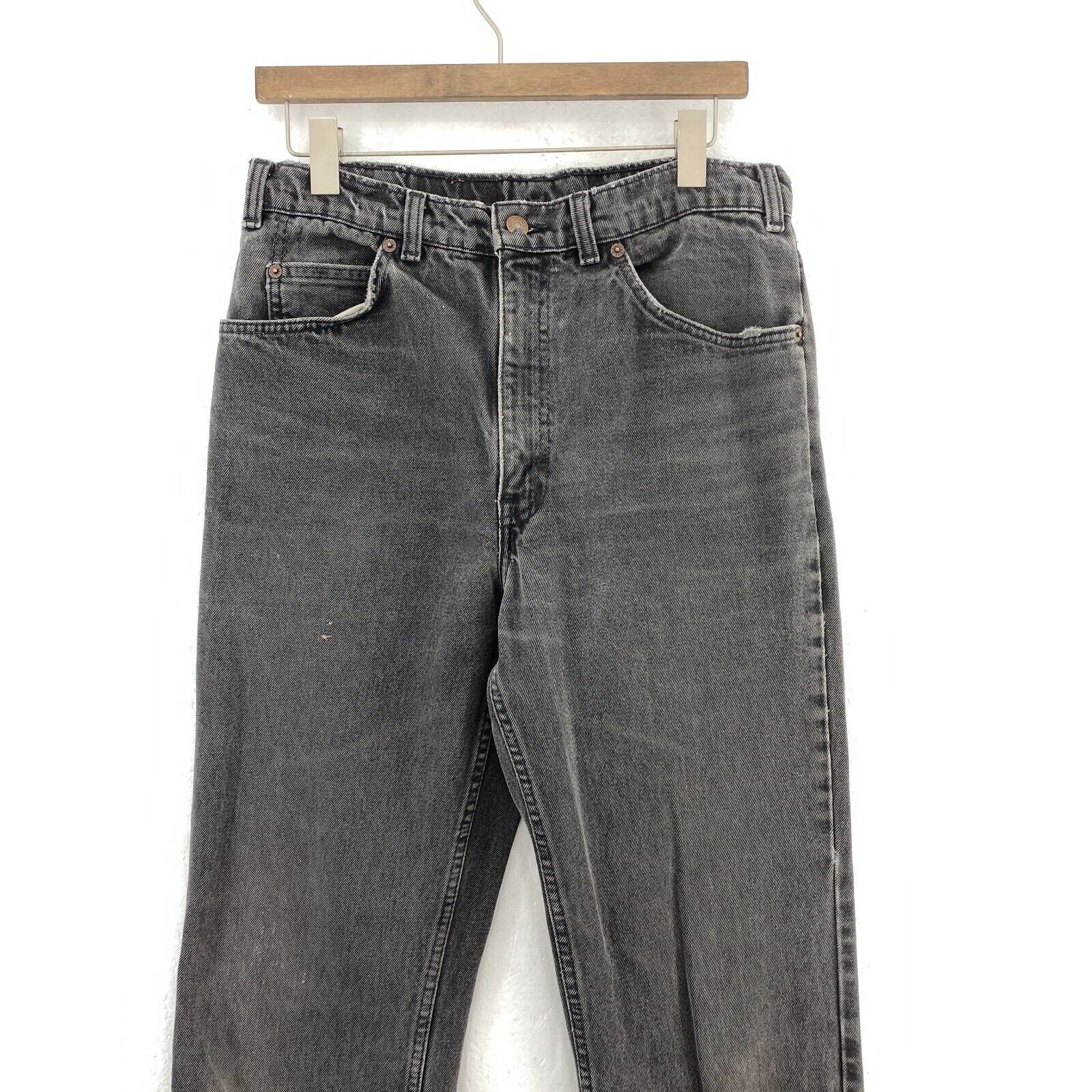 Levi's 619 Orange Tab Medium Wash Black Denim Straight Jeans Size 33