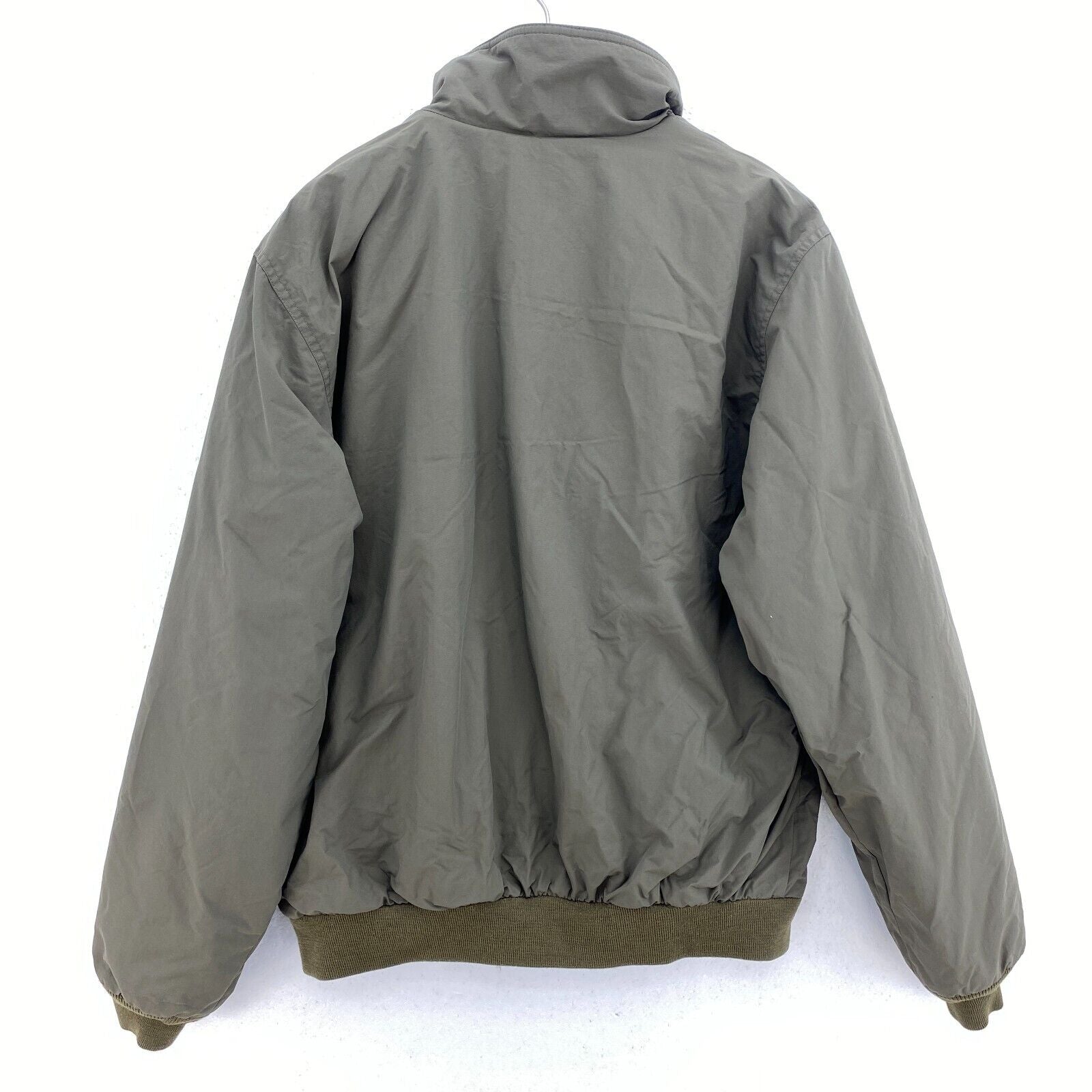 L.L.Bean Earth Tone Warm Up Green Full Zip Fleece Lined Bomber Jacket Size M