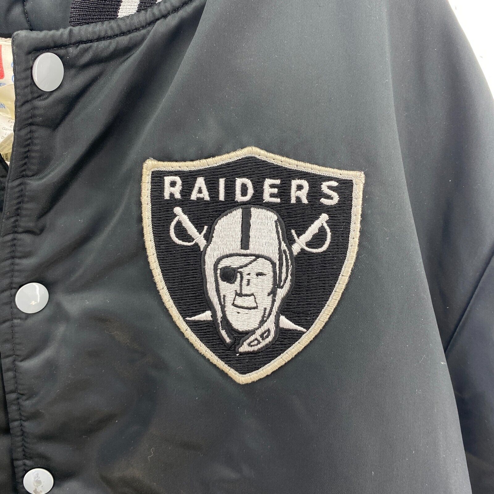 Las Vegas Raiders Varsity Black Bomber Snapped Jacket Size 2XL