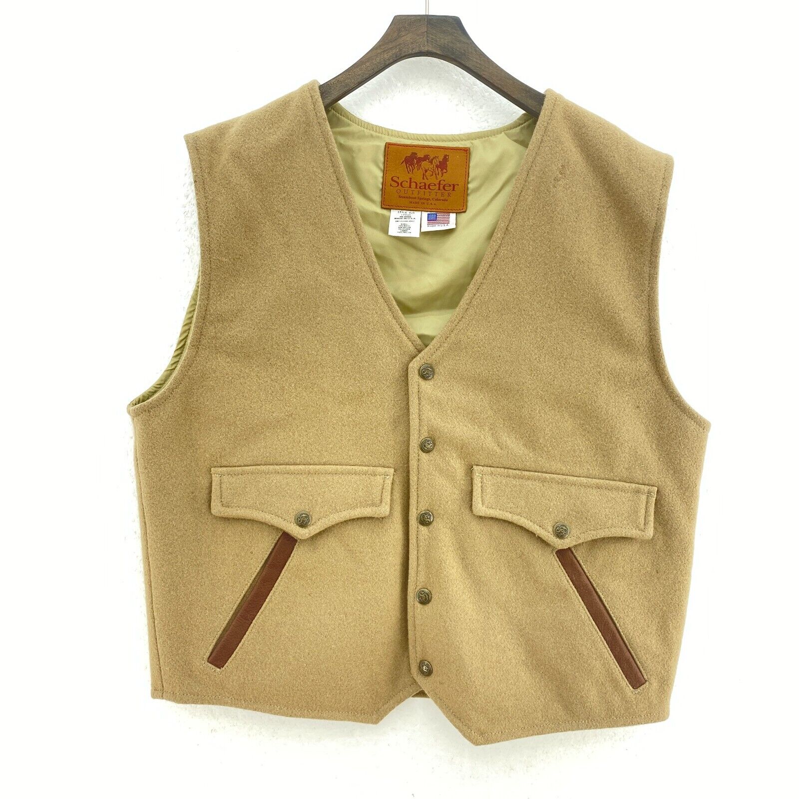 Vintage Wool Beige Snapped Vest Jacket Size L