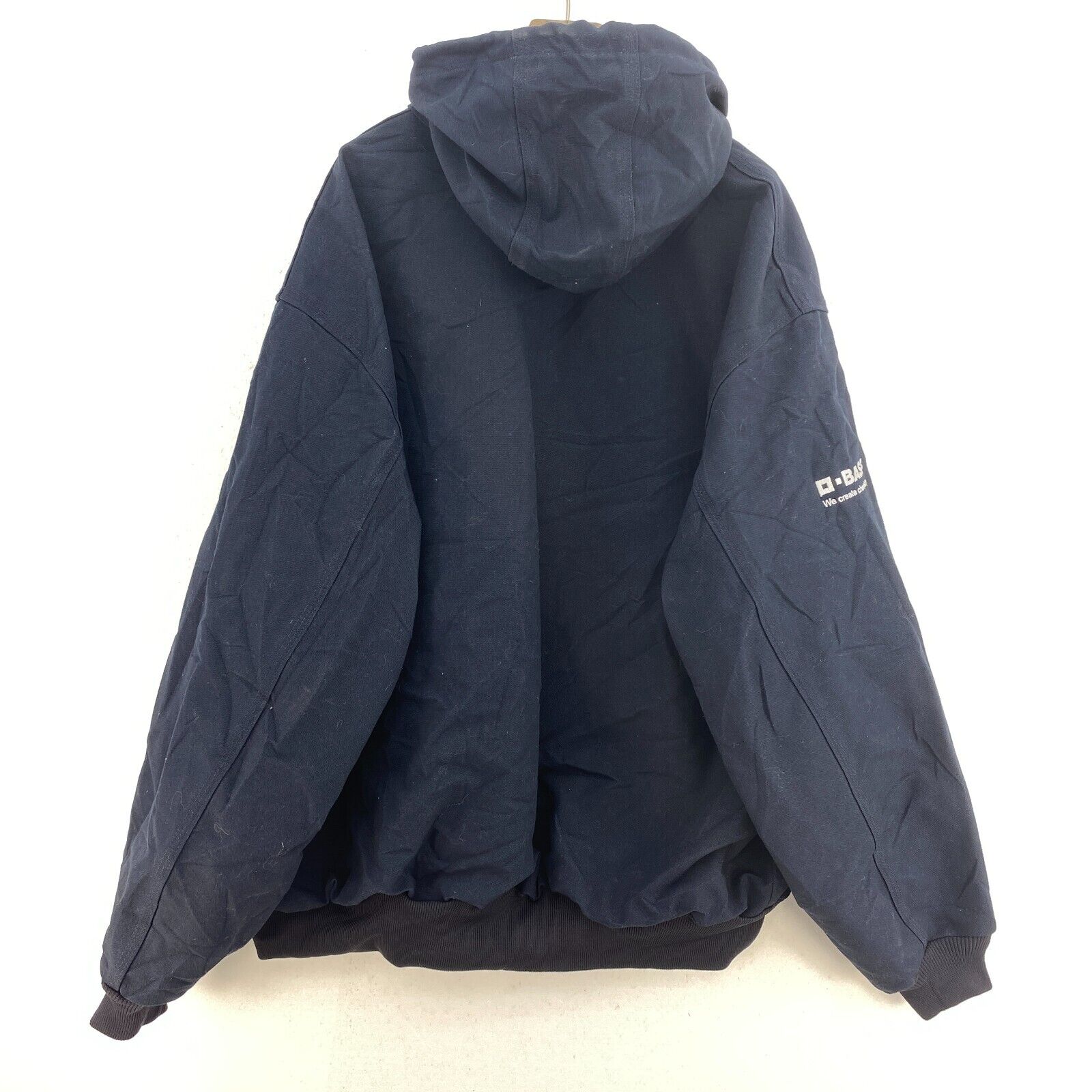 Carhartt Workwear Blue Hooded Jacket Basf Company Quilt Lined Size 3XL Full Zip