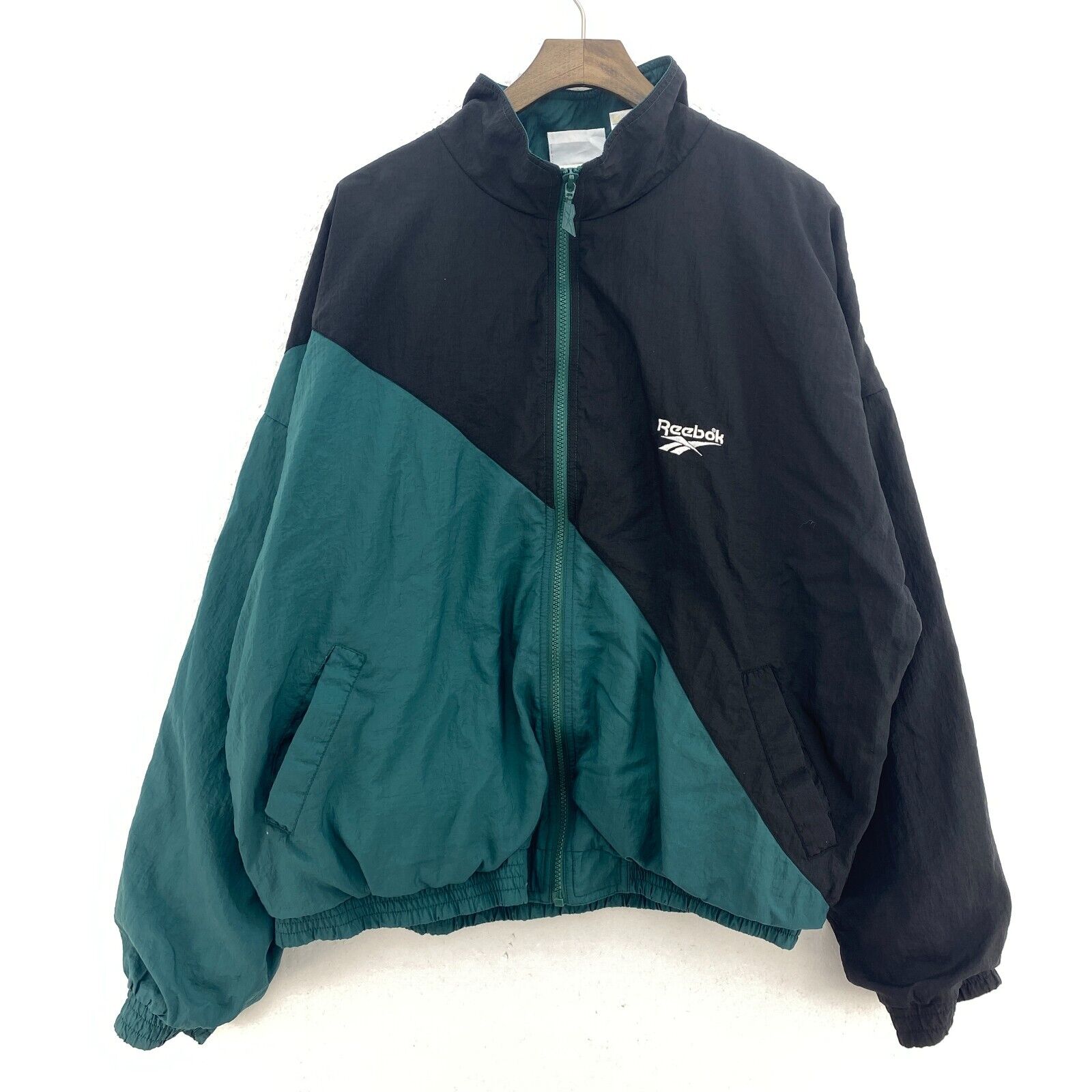 Vintage Reebok Full Zip Green Light Jacket Size L