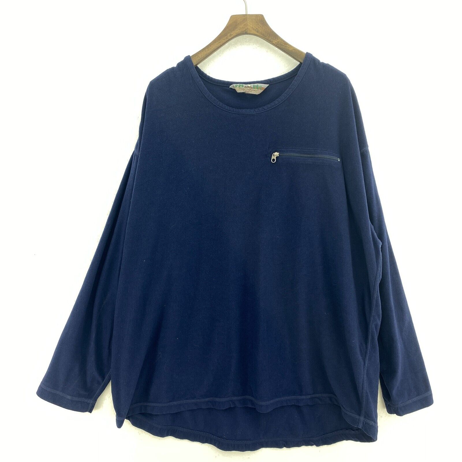 Navy Blue Fleece Crew Neck Long Sleeve T-shirt Size XL