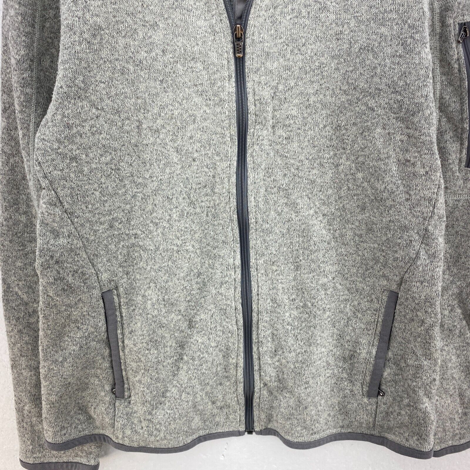 Vintage Heathered Gray Full Zip Fleece Jacket Size L Women's