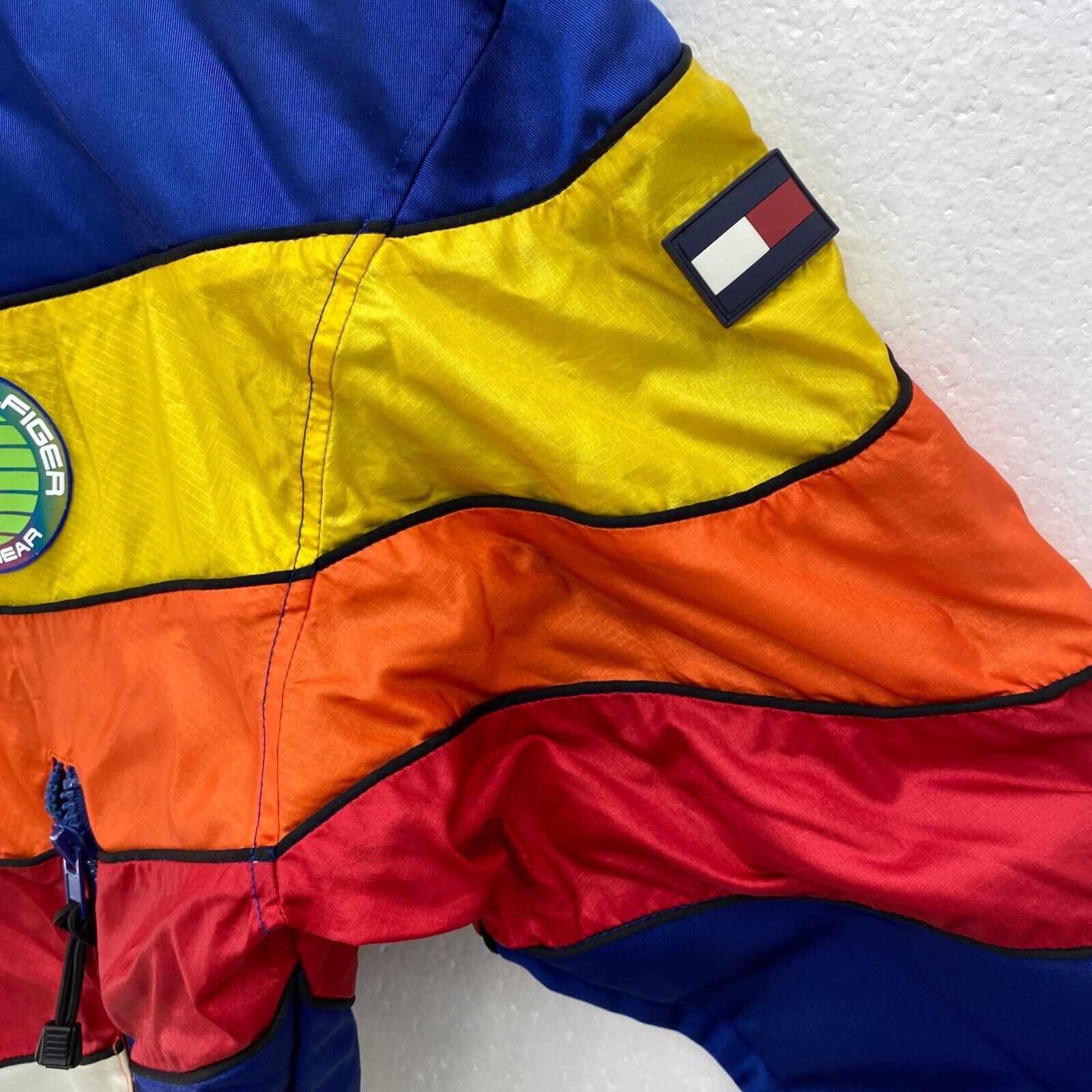 Tommy Hilfiger Aqua Gear Colorblock Yellow Blue Quarter Zip Jacket Size M