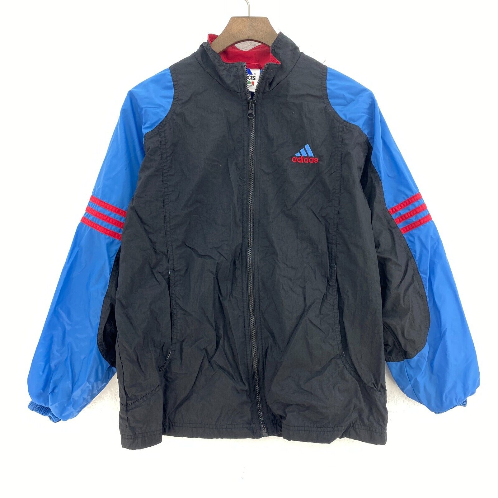 Adidas Logo Embroidered Lightweight Jacket Size S Black Full Zip Up