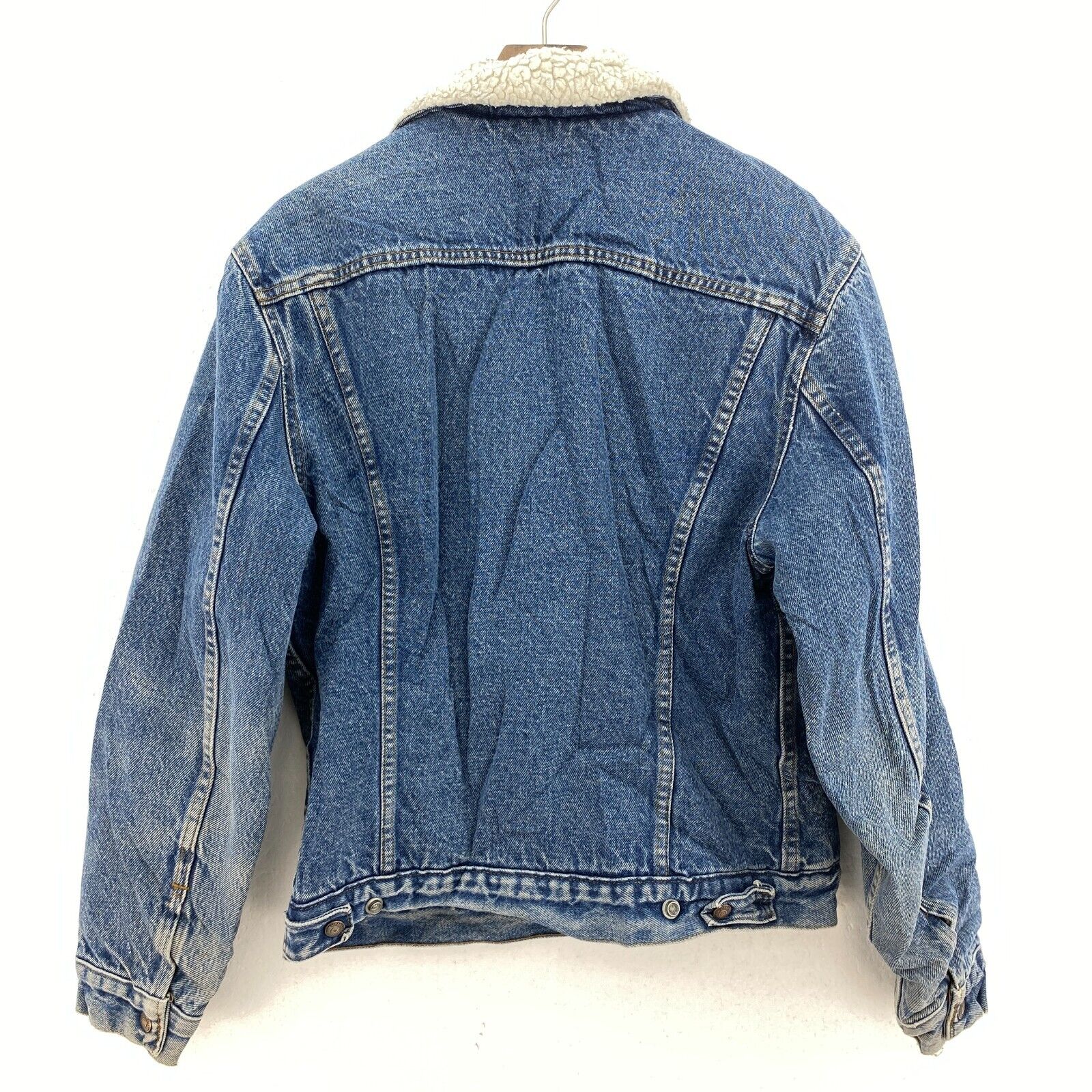 Levi Strauss Sherpa Lined Button Up Medium Wash Blue Denim Jacket Size 38