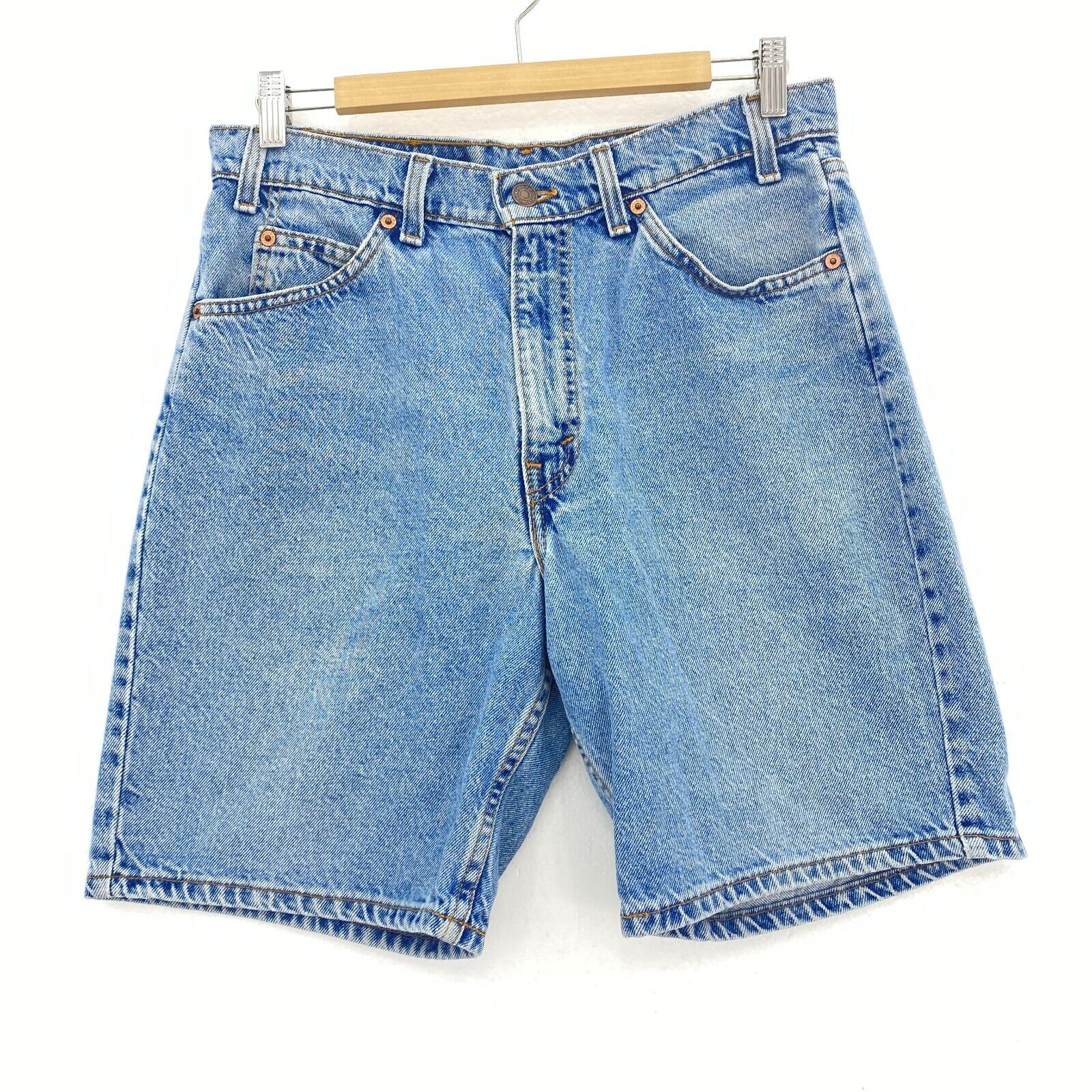 Levi's 550 Orange Tab Relax Fit Light Wash Blue Denim Shorts Size 33