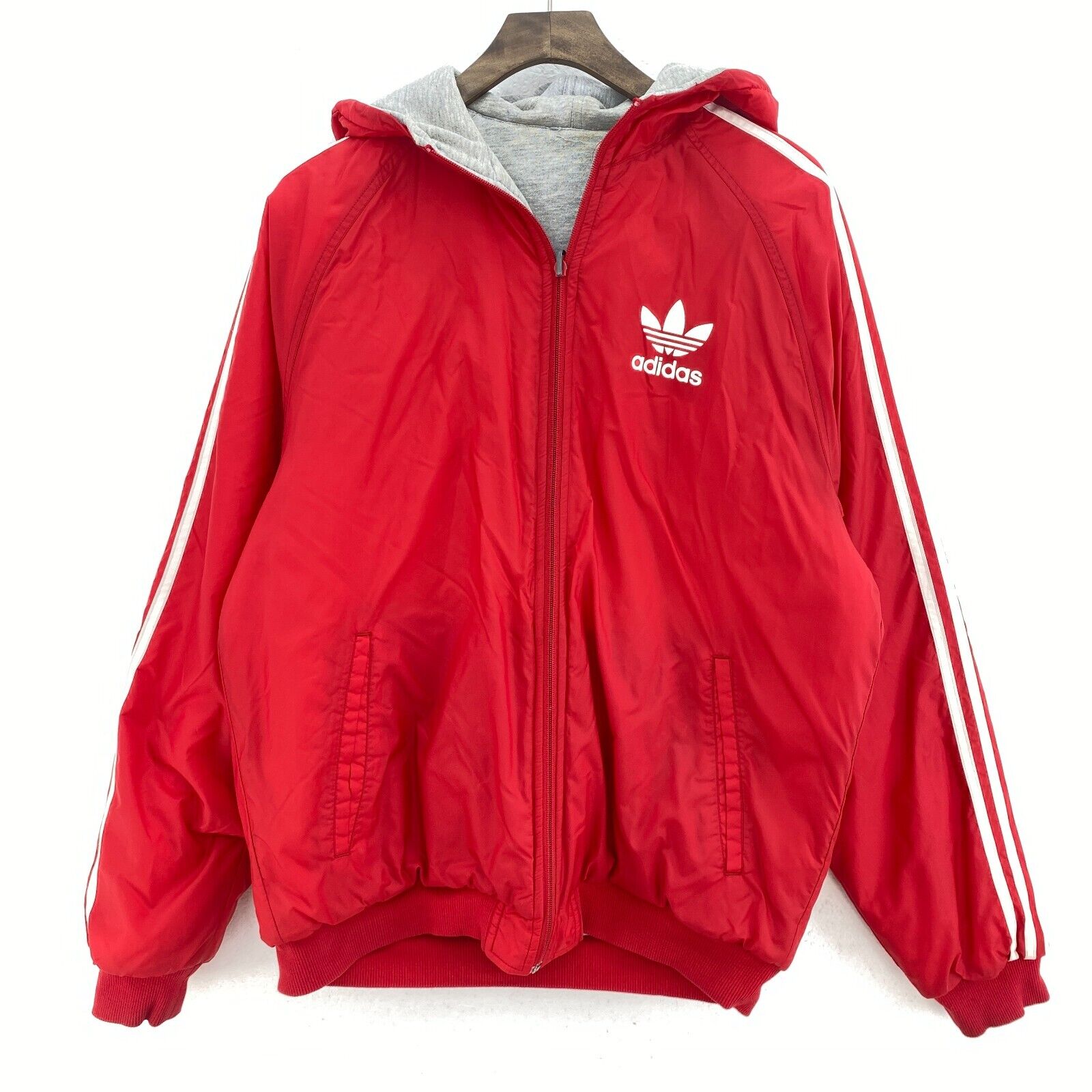 Adidas Full Zip Hooded Red Jacket Size M