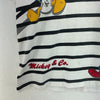 Disney Striped Mickey Mouse Donald Duck T-shirt Size M White Tee