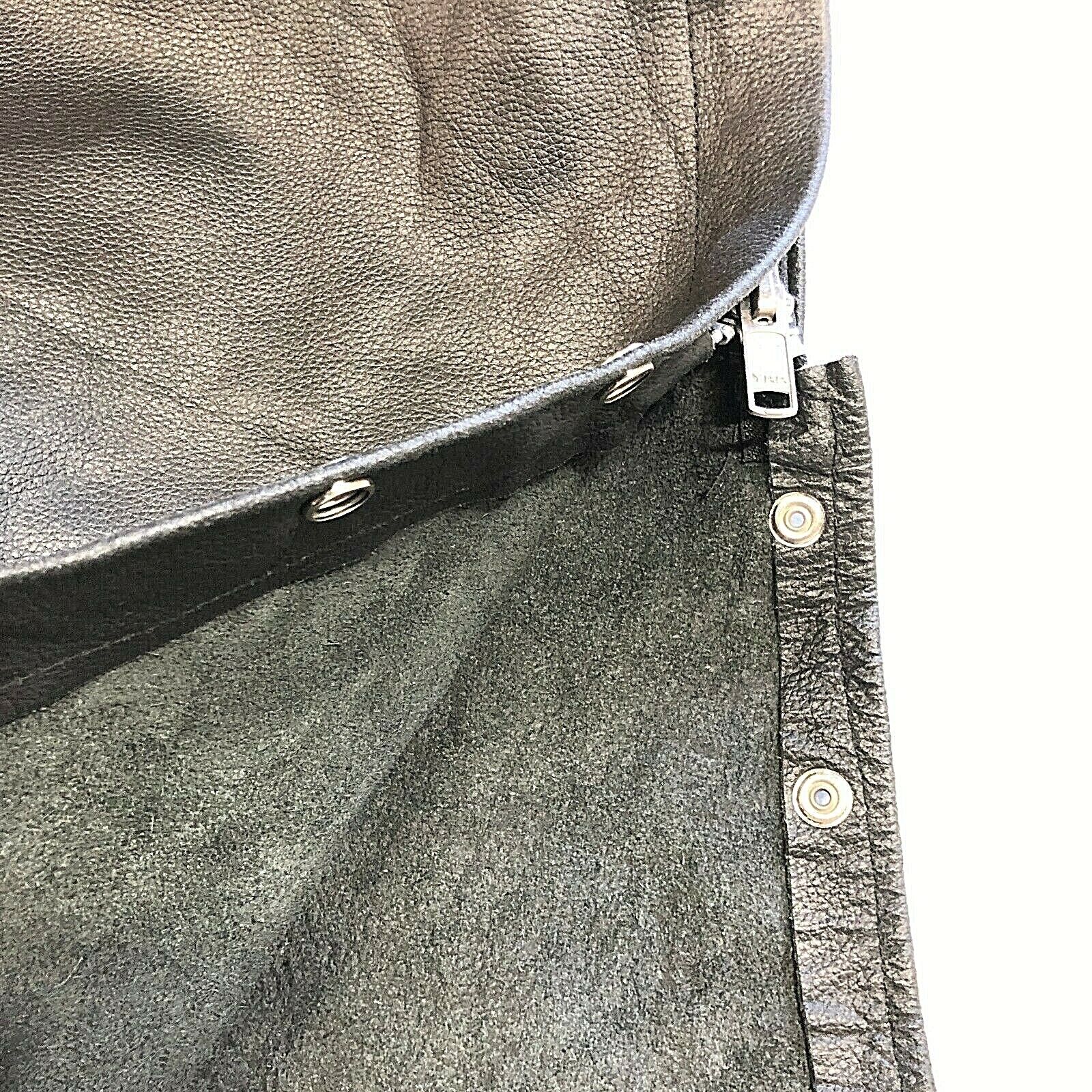 Motorcycle Chaps Leather Black Size L Riding Biker 90s