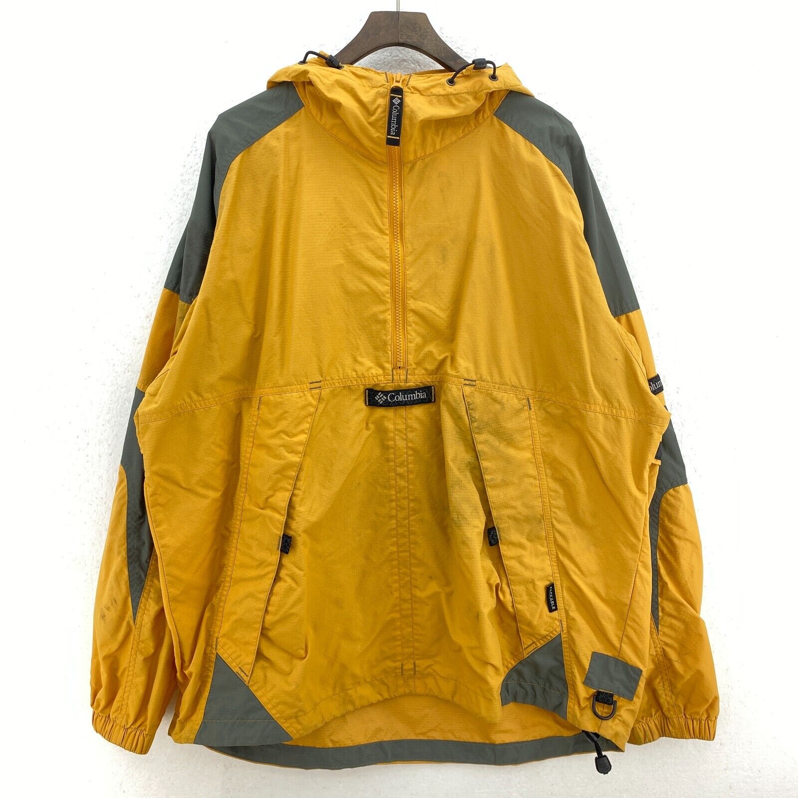 Columbia Half Zip Yellow Anorak Jacket Size L Hooded