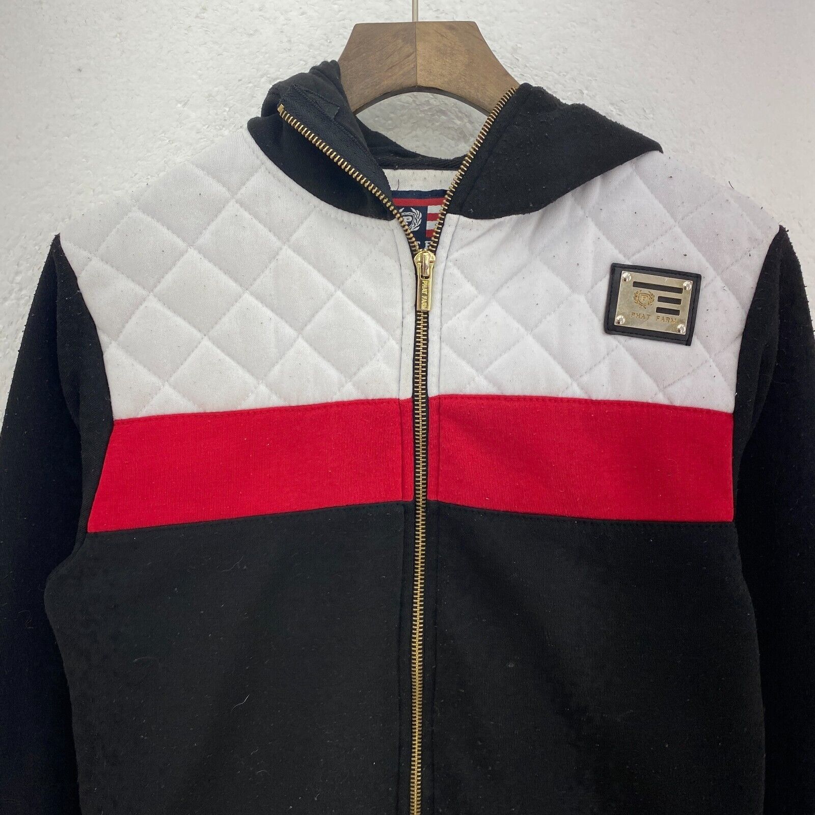 Y2K Phat Farm Full Zip Black Hooded Jacket Size M Women's Sexy