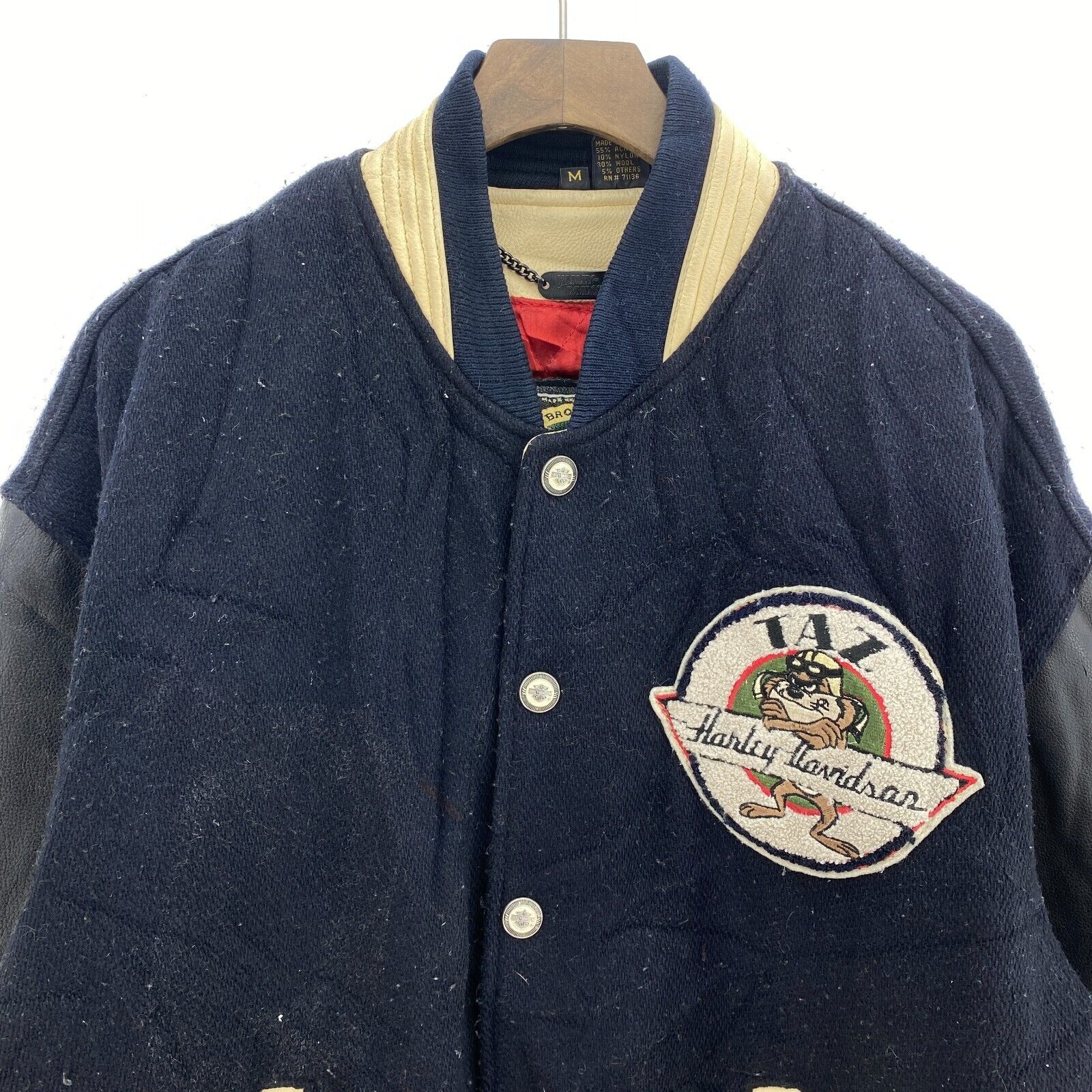 1950 Harley Davidson Motorcycles Tasmanian Devil Varsity Jacket Black Size M