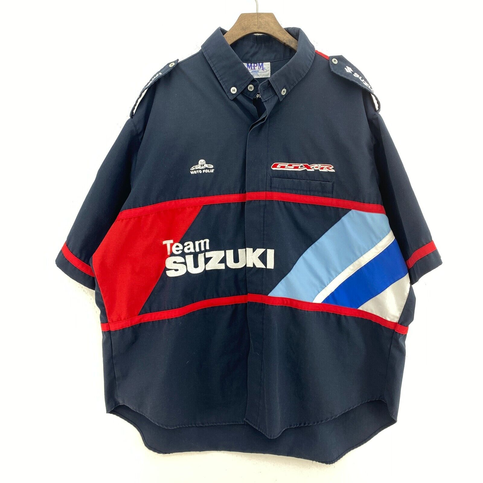 Vintage Team Suzuki Navy Blue Button Up Shirt Size 2XL