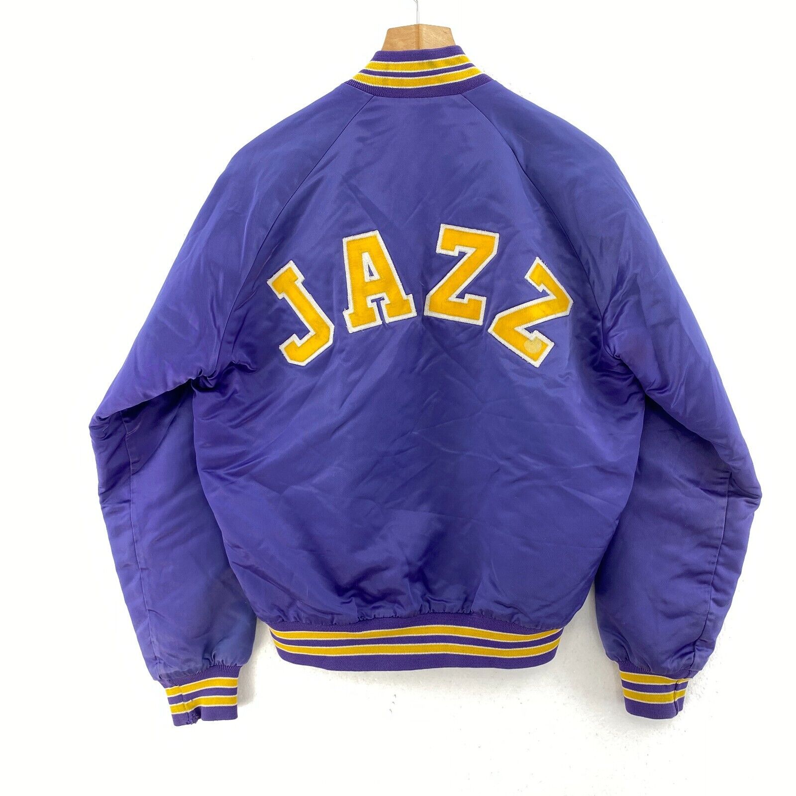 Utah Jazz NBA Basketball Purple Satin Bomber Jacket Size M