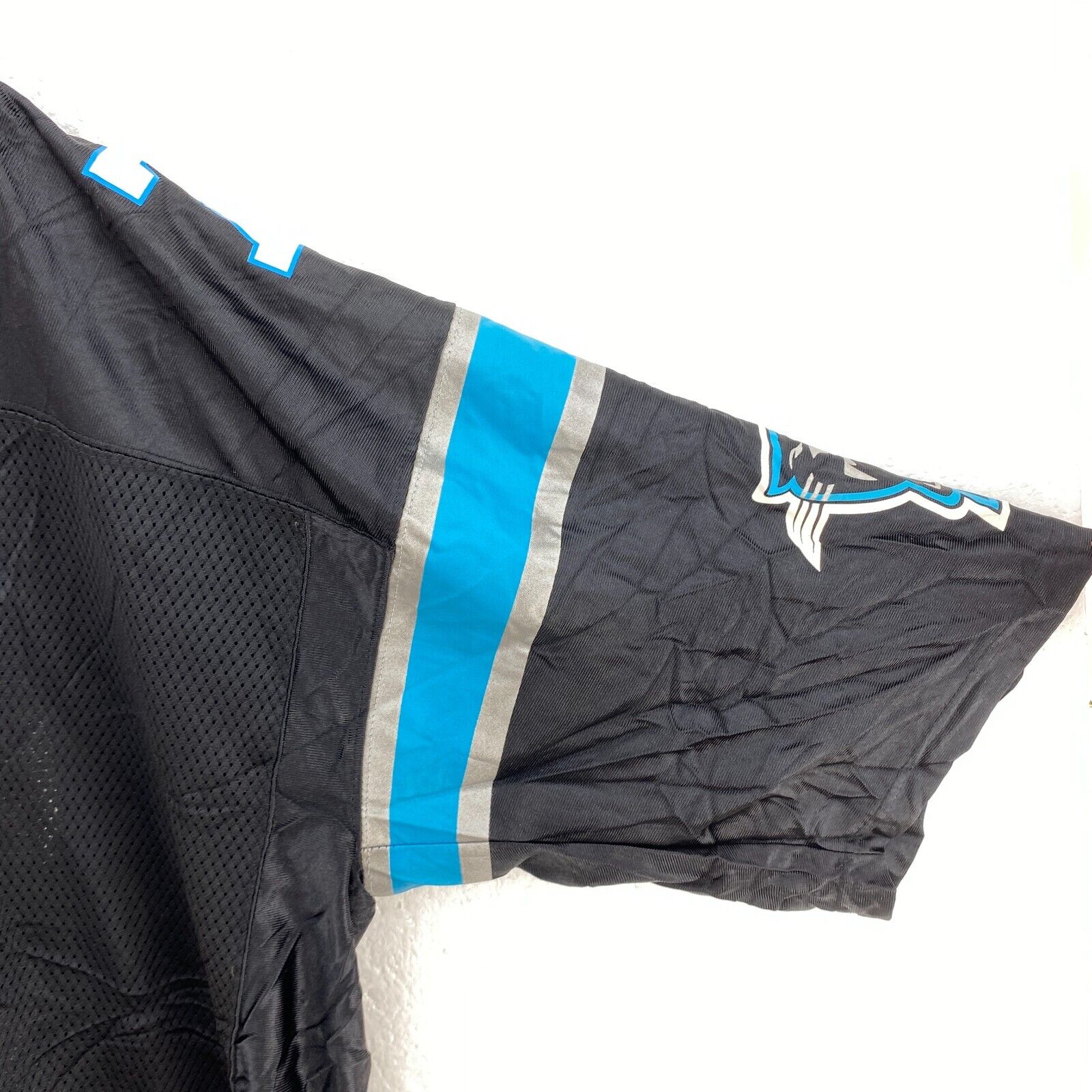 Vintage Reebok Carolina Panthers NFL 77 Jenkins Black Jersey Size 2XL