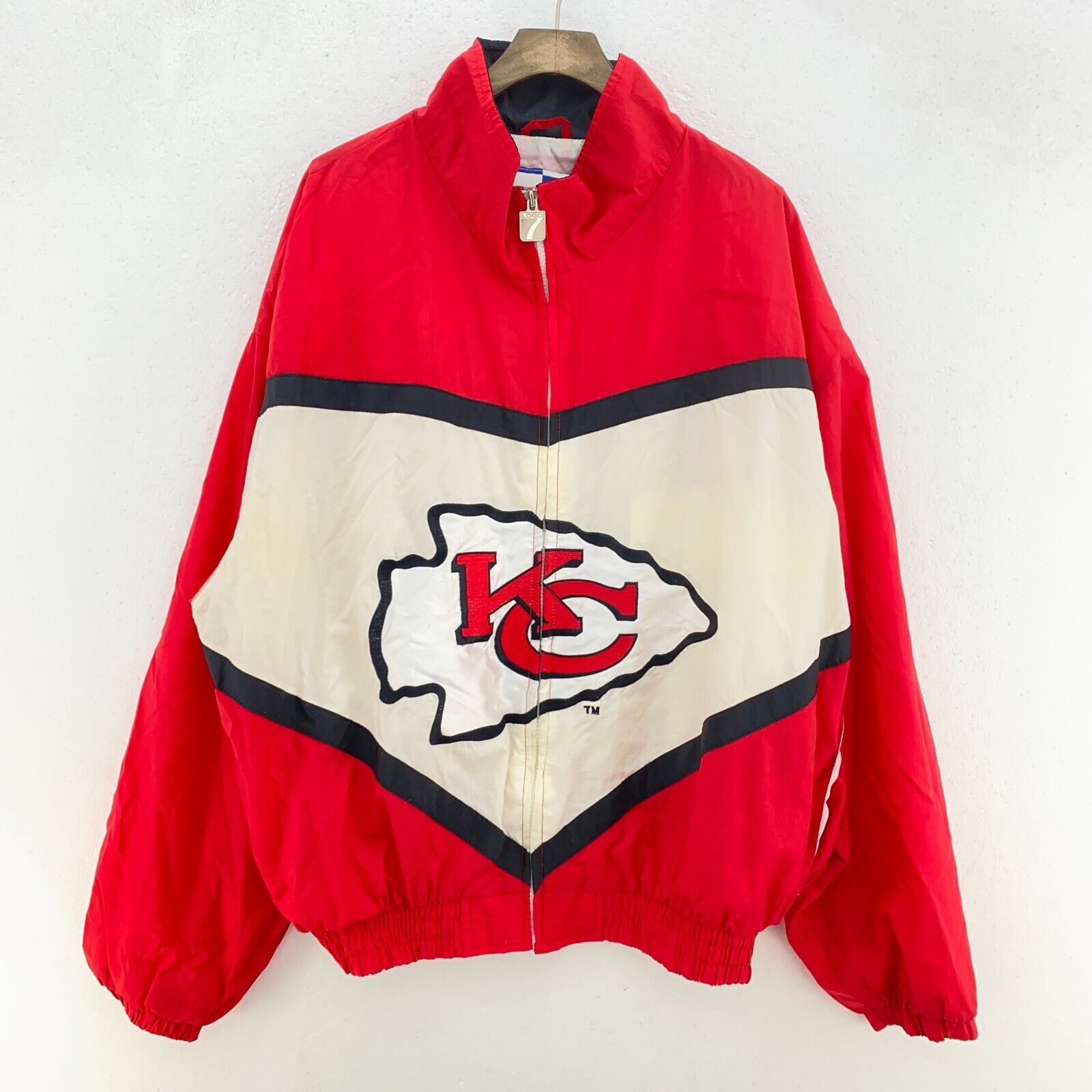 Vintage Logo 7 Kansas City Full Zip NFL Bomber Red Jacket Size L