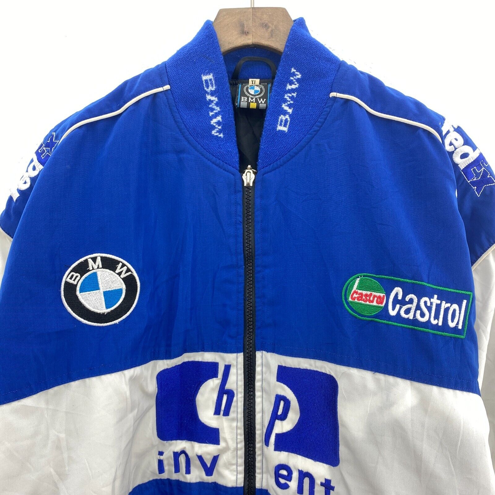 BMW Hp Invent Michelin Full Zip Bomber Blue Jacket Size XL