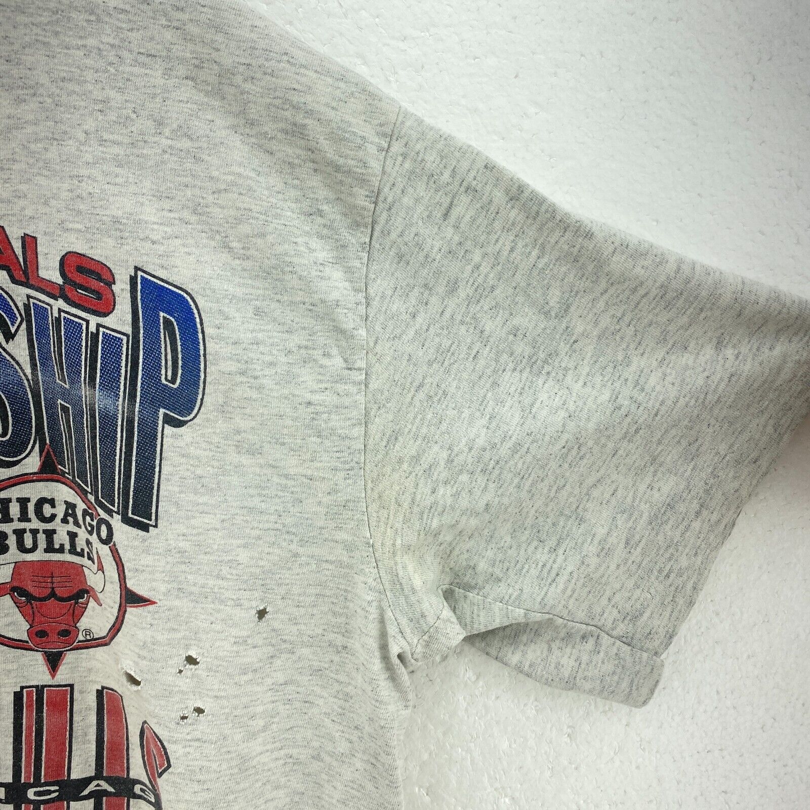Logo 7 1993 NBA Championship Phoenix Suns Chicago Bulls NBA Gray T-shirt Size XL
