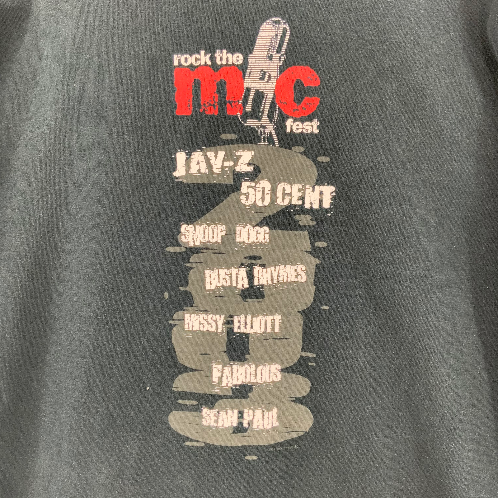 Jay Z 50 Cent Rock The Mic 2003 Black T-shirt Hip Hop Rap Size 2XL