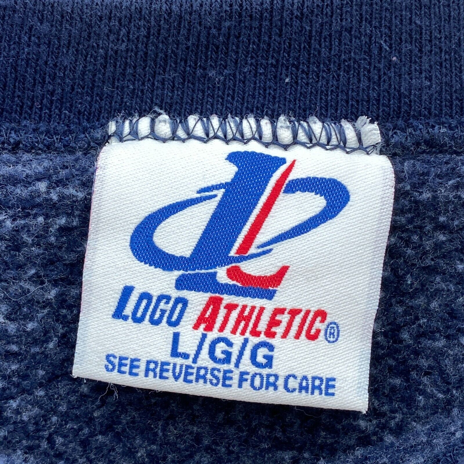 Logo Athletic Wolverines Michigan University Navy Blue Sweatshirt Size L